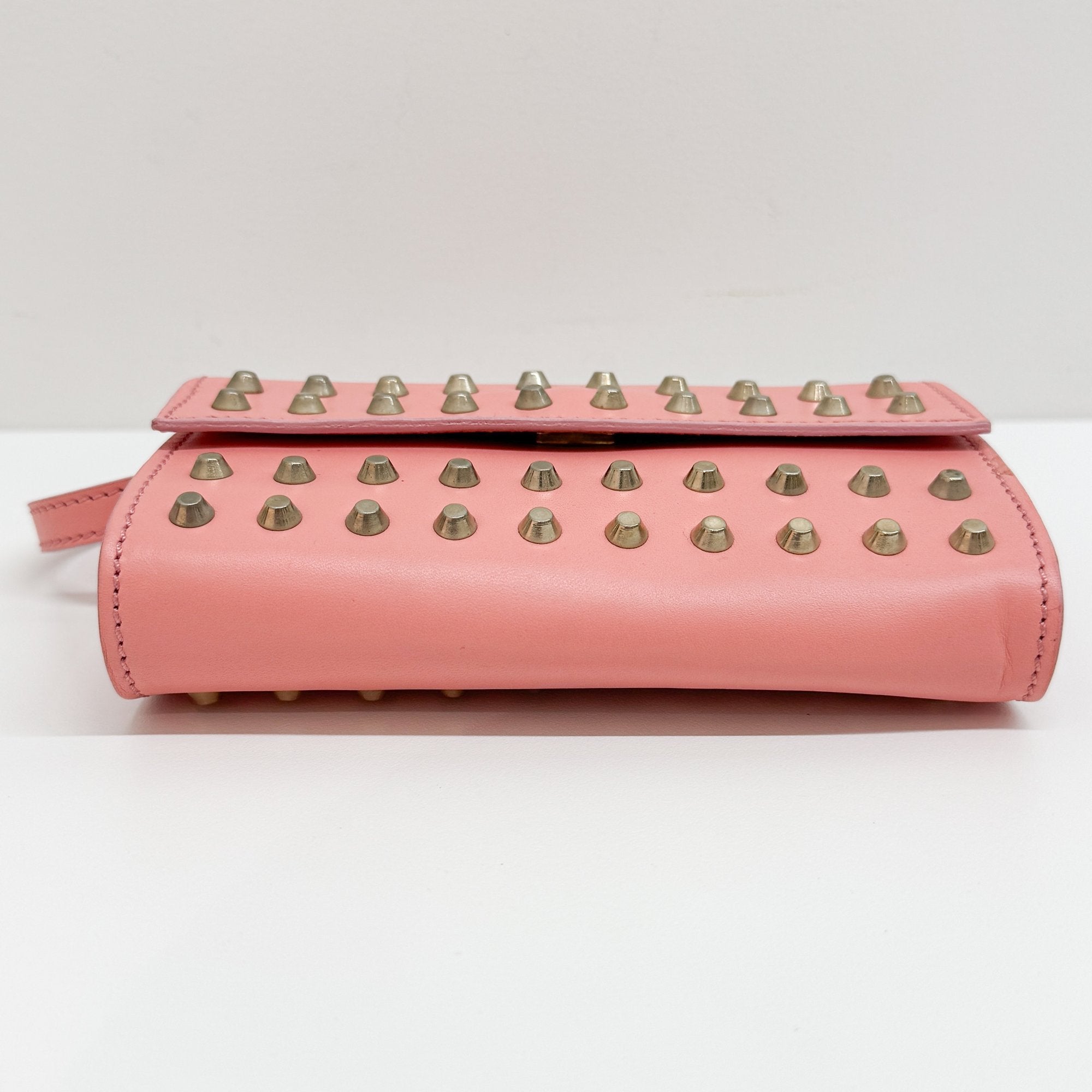 Pink Studded Leather Hand Bag