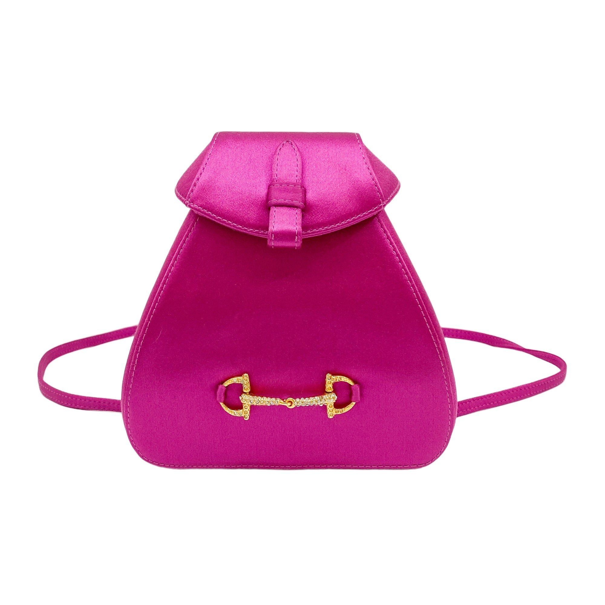 Horsebit Pink Satin Mini Backpack