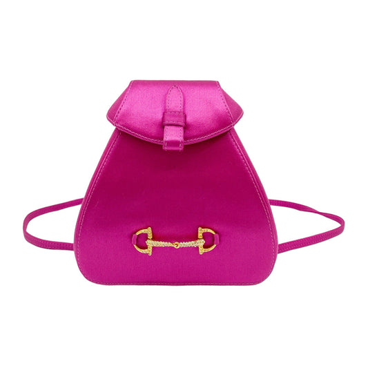 Horsebit Pink Satin Mini Backpack