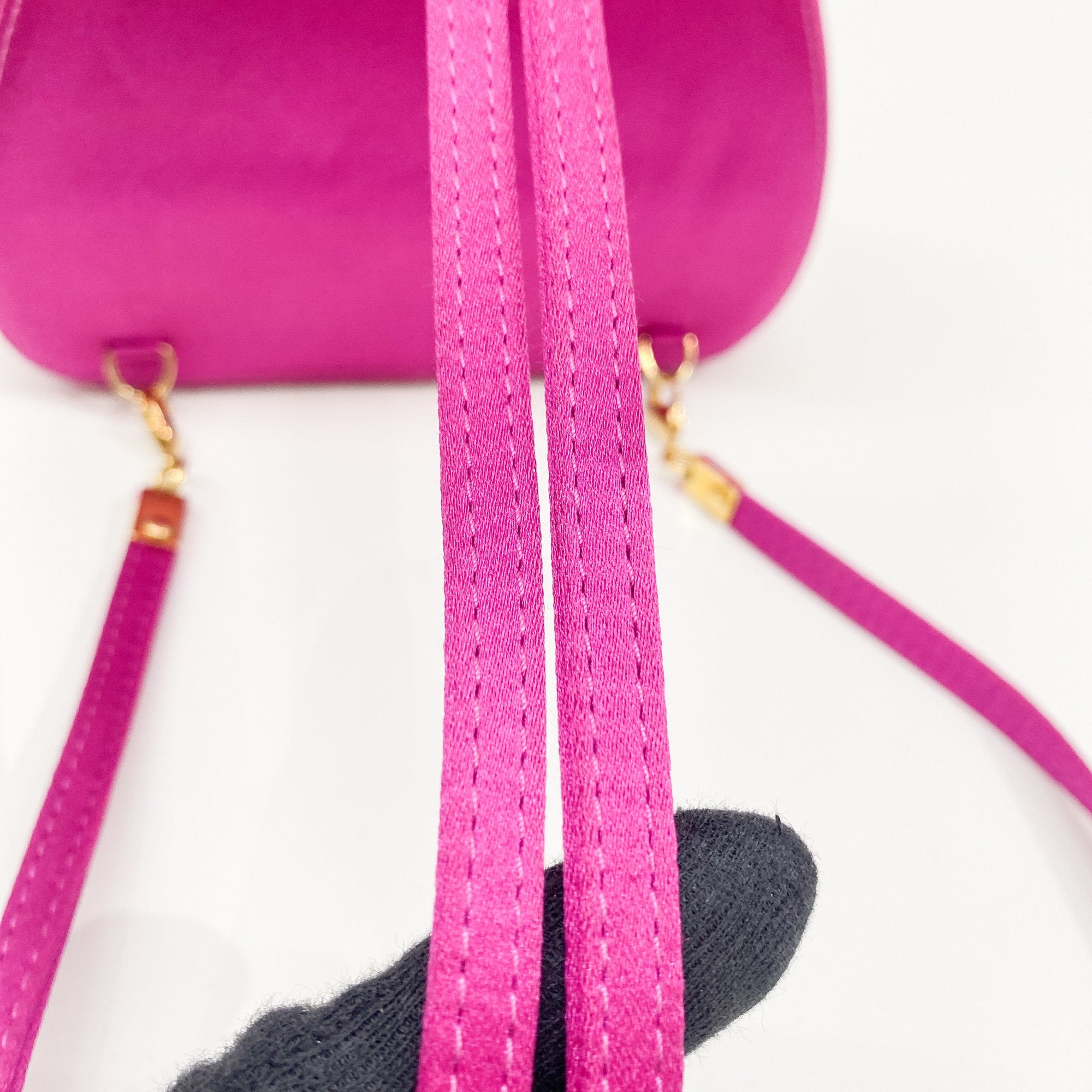 Horsebit Pink Satin Mini Backpack