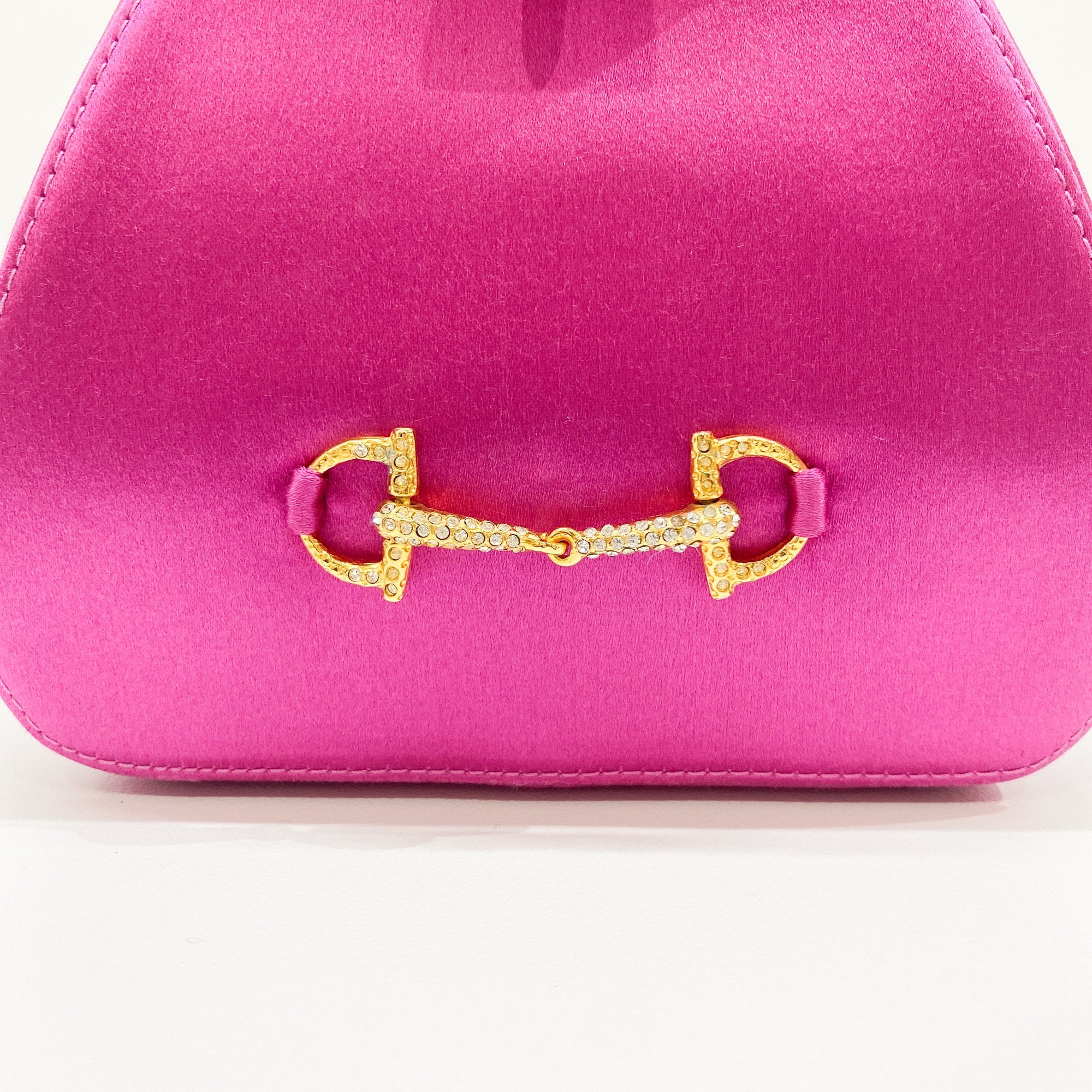 Horsebit Pink Satin Mini Backpack