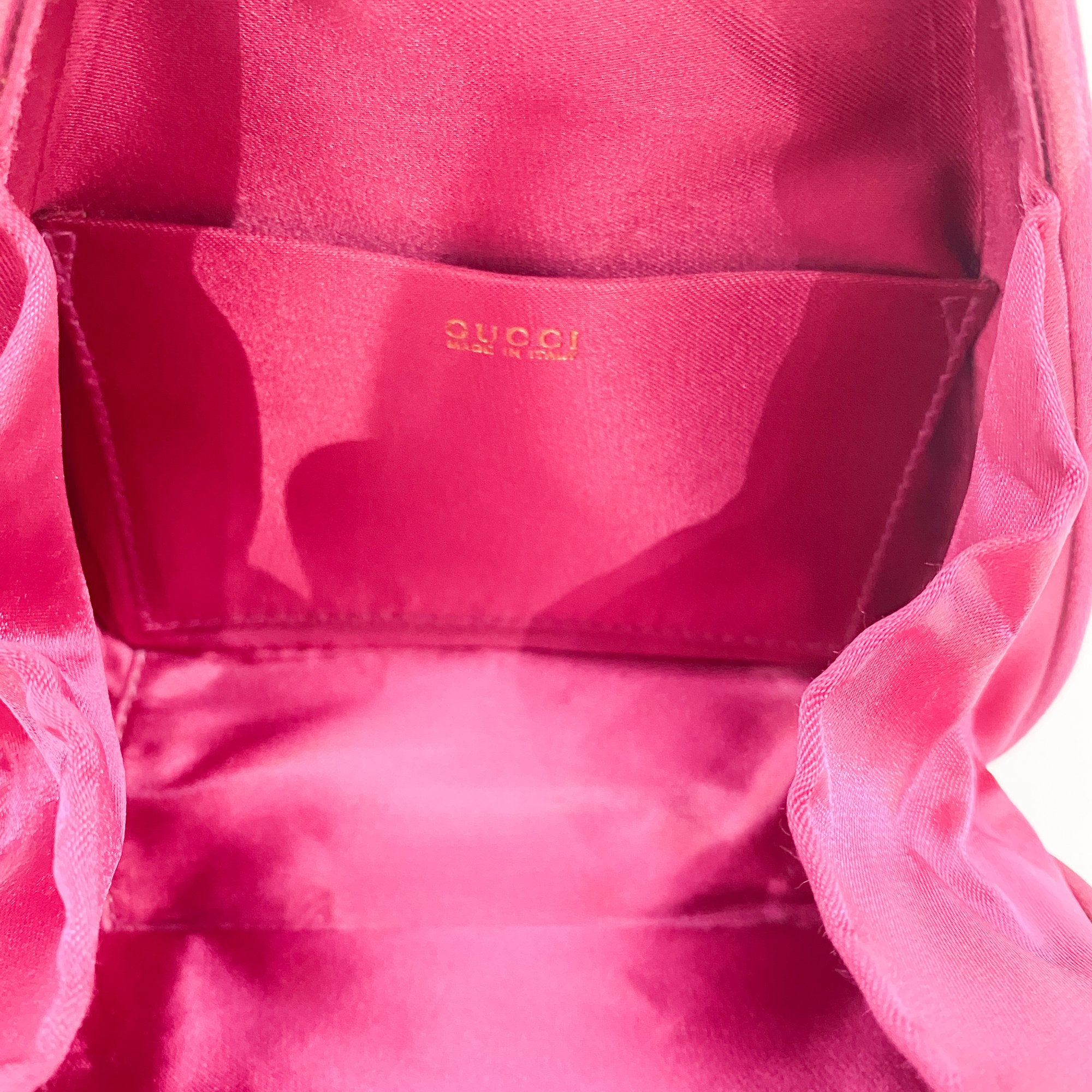 Horsebit Pink Satin Mini Backpack
