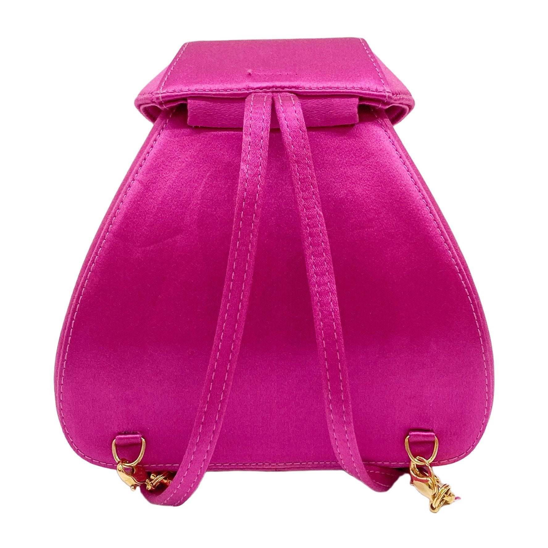 Horsebit Pink Satin Mini Backpack
