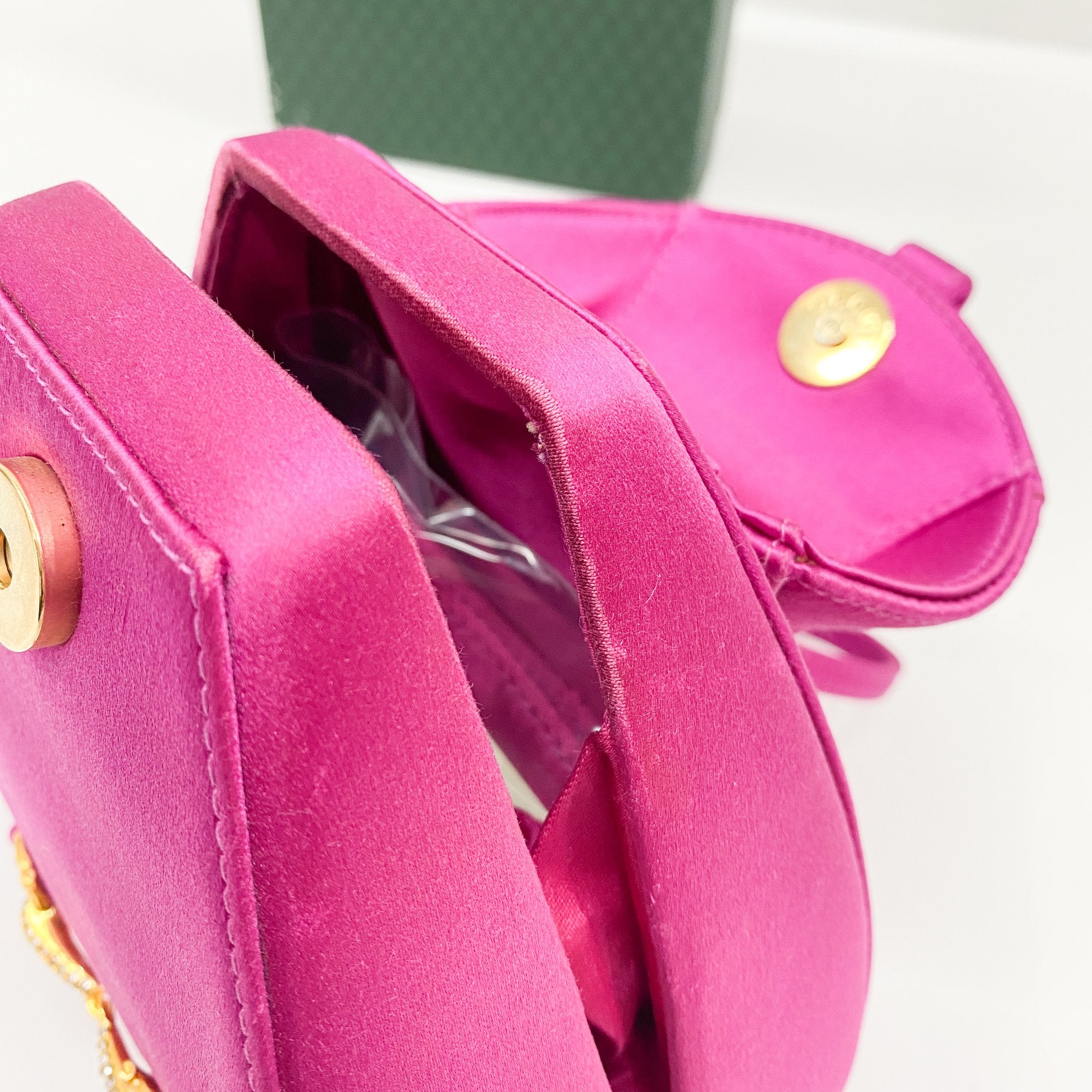 Horsebit Pink Satin Mini Backpack