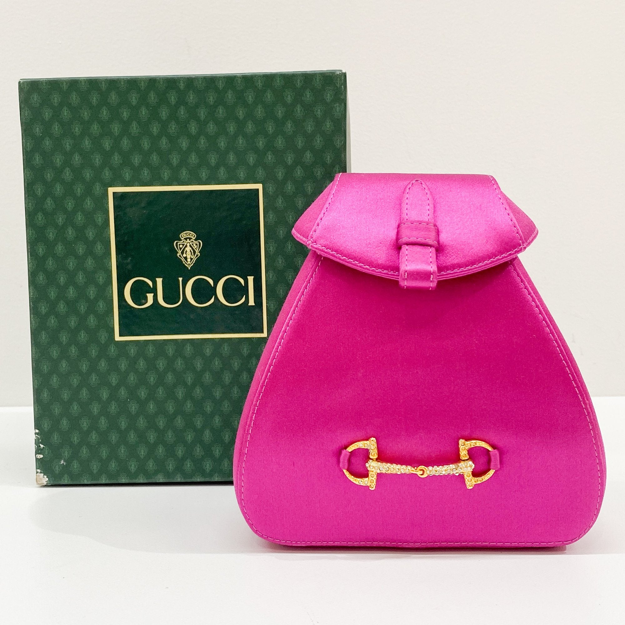 Horsebit Pink Satin Mini Backpack