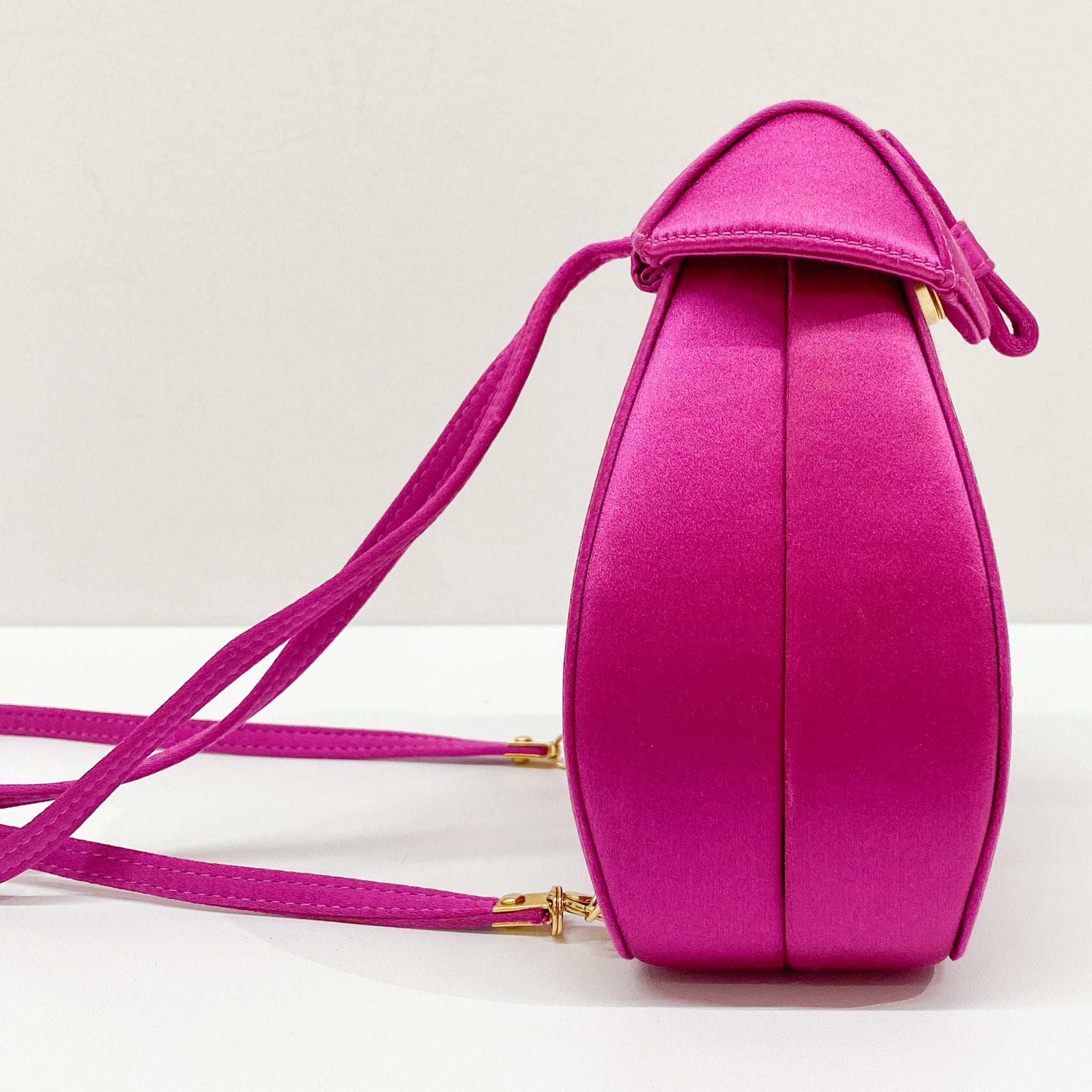 Horsebit Pink Satin Mini Backpack