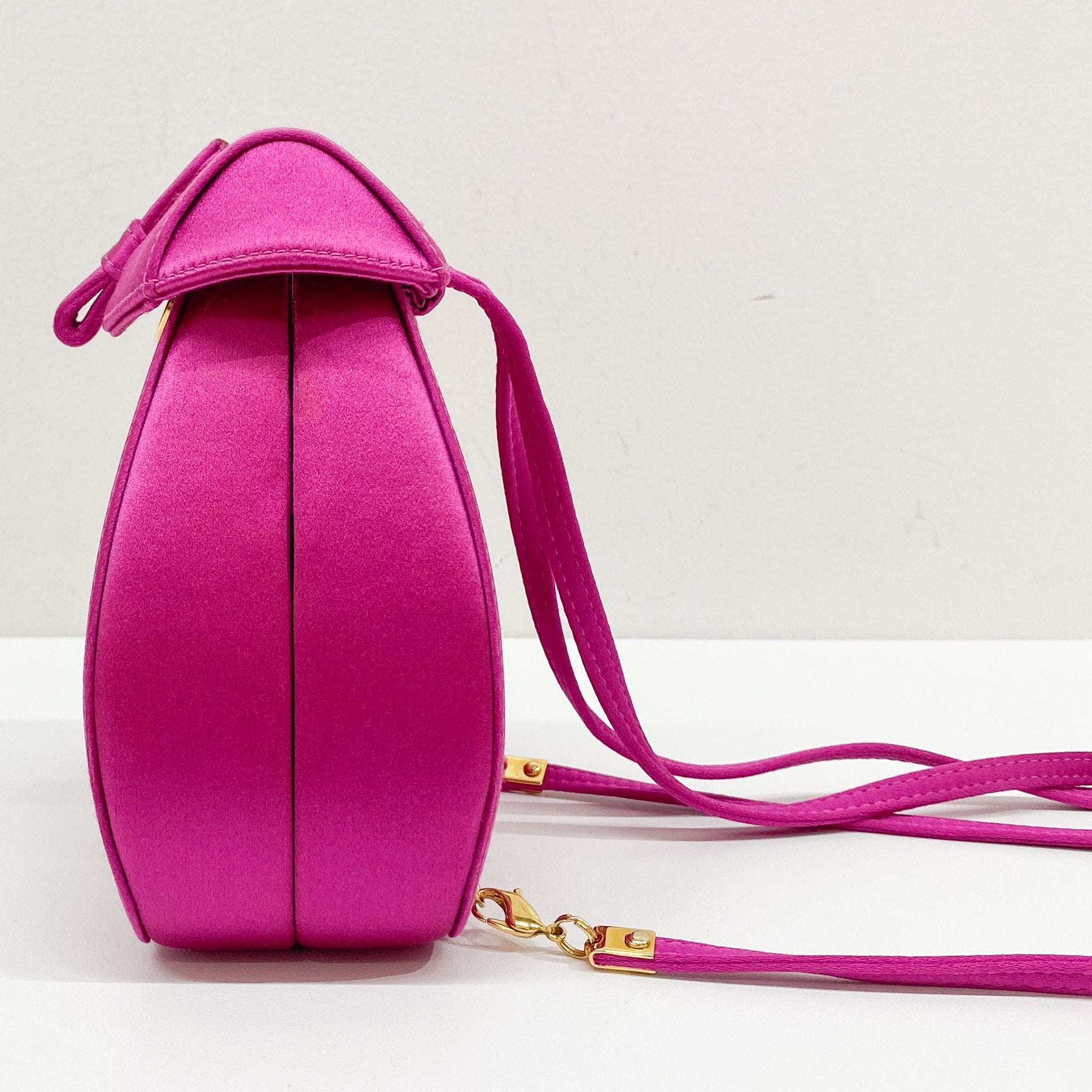 Horsebit Pink Satin Mini Backpack