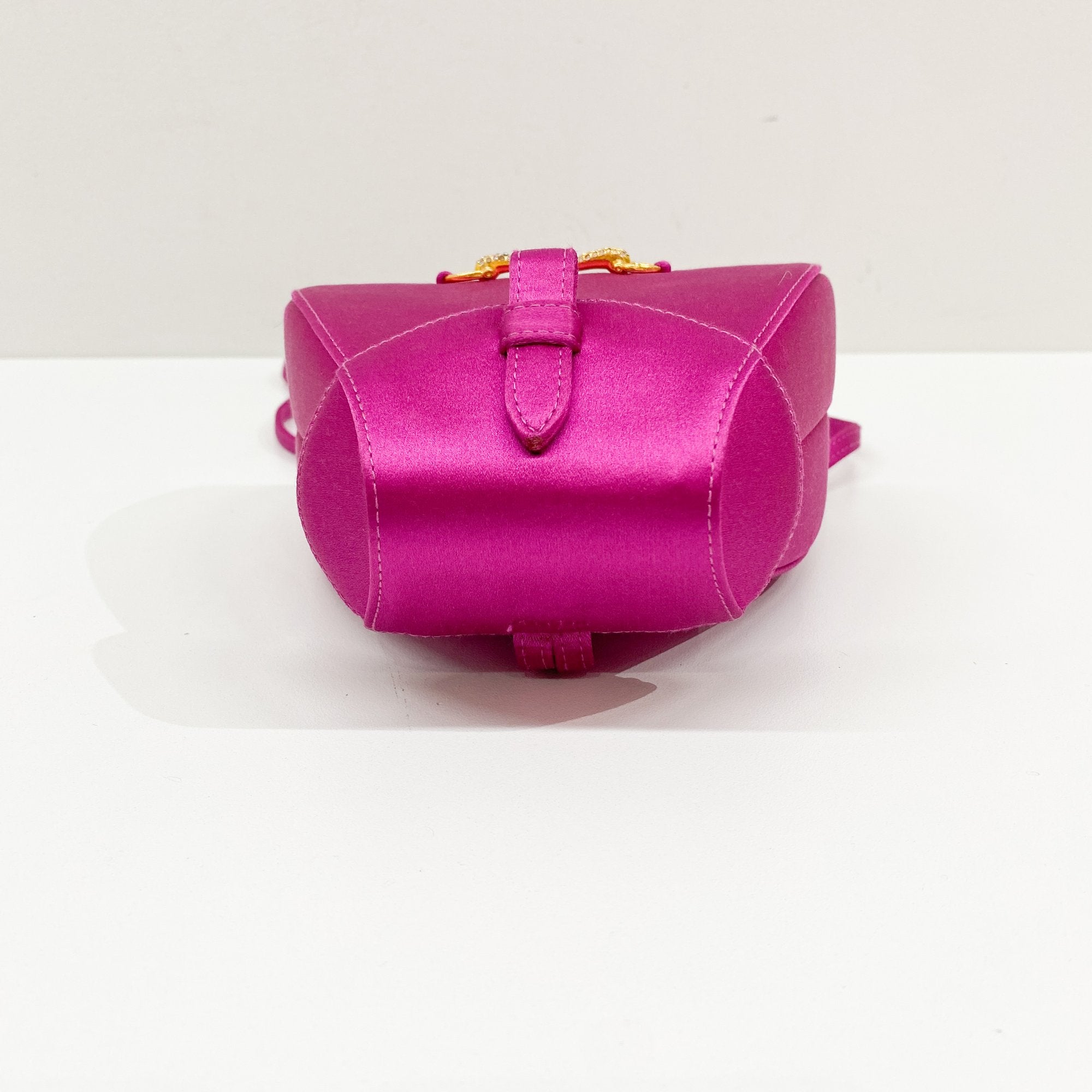 Horsebit Pink Satin Mini Backpack