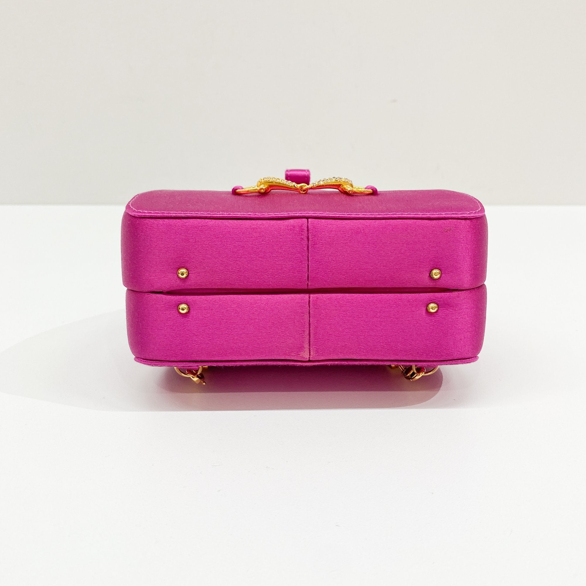 Horsebit Pink Satin Mini Backpack