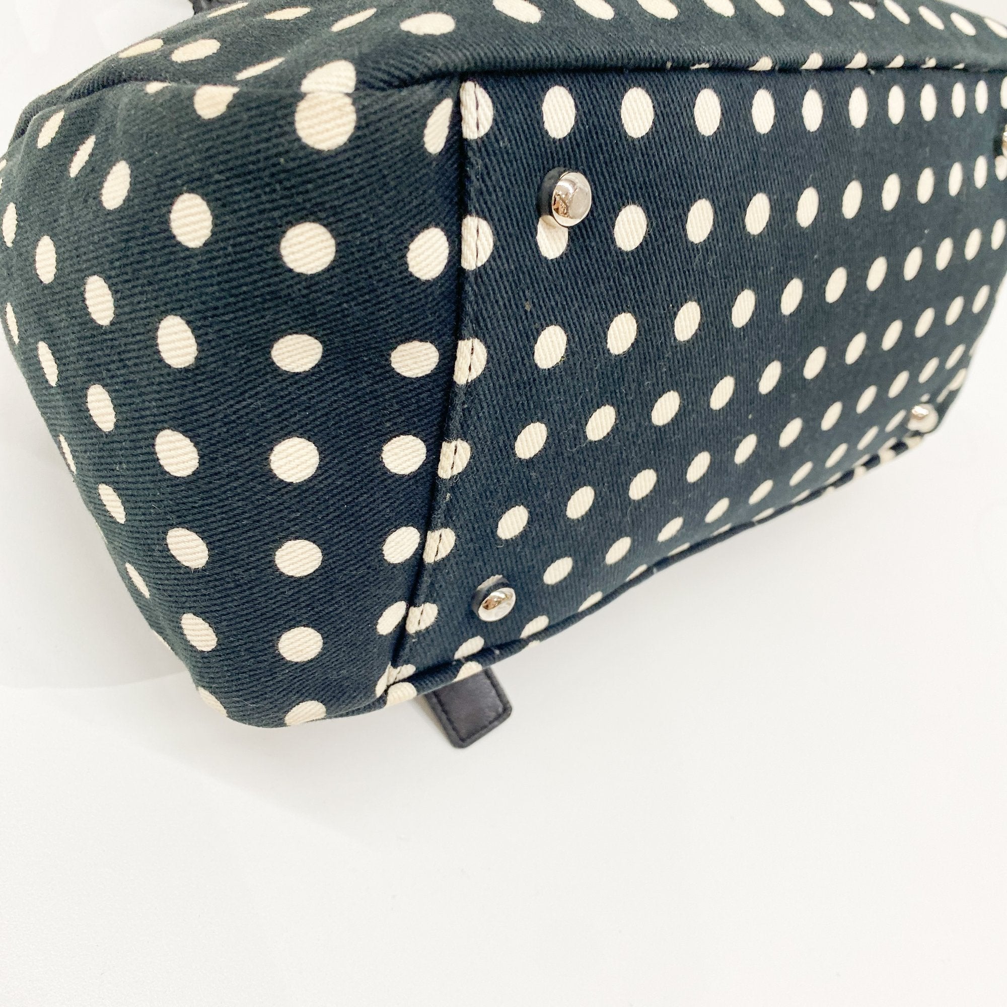 Mini Kahala Dotted Canvas Black Cotton Shoulder Bag