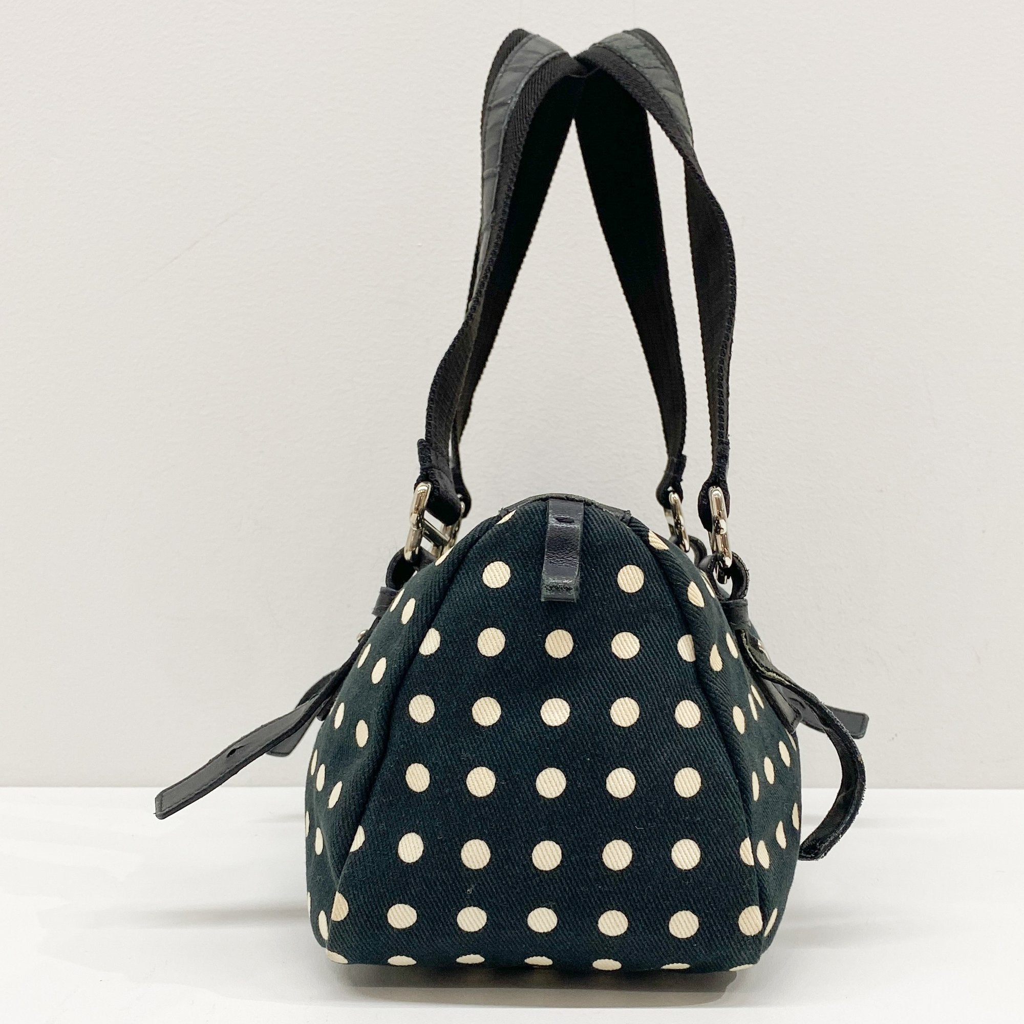 Mini Kahala Dotted Canvas Black Cotton Shoulder Bag