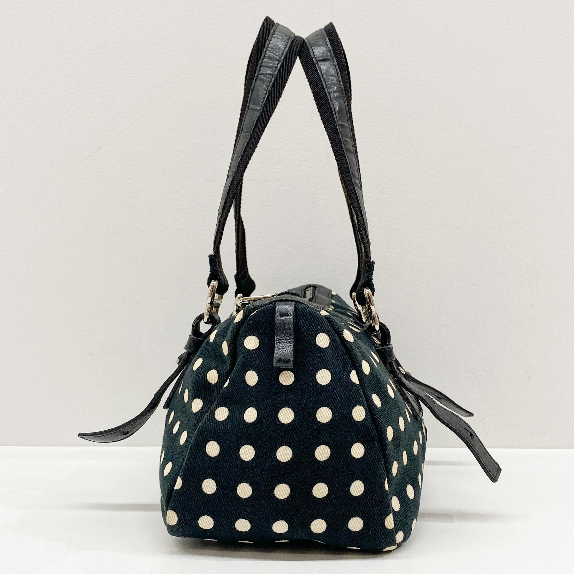 Mini Kahala Dotted Canvas Black Cotton Shoulder Bag