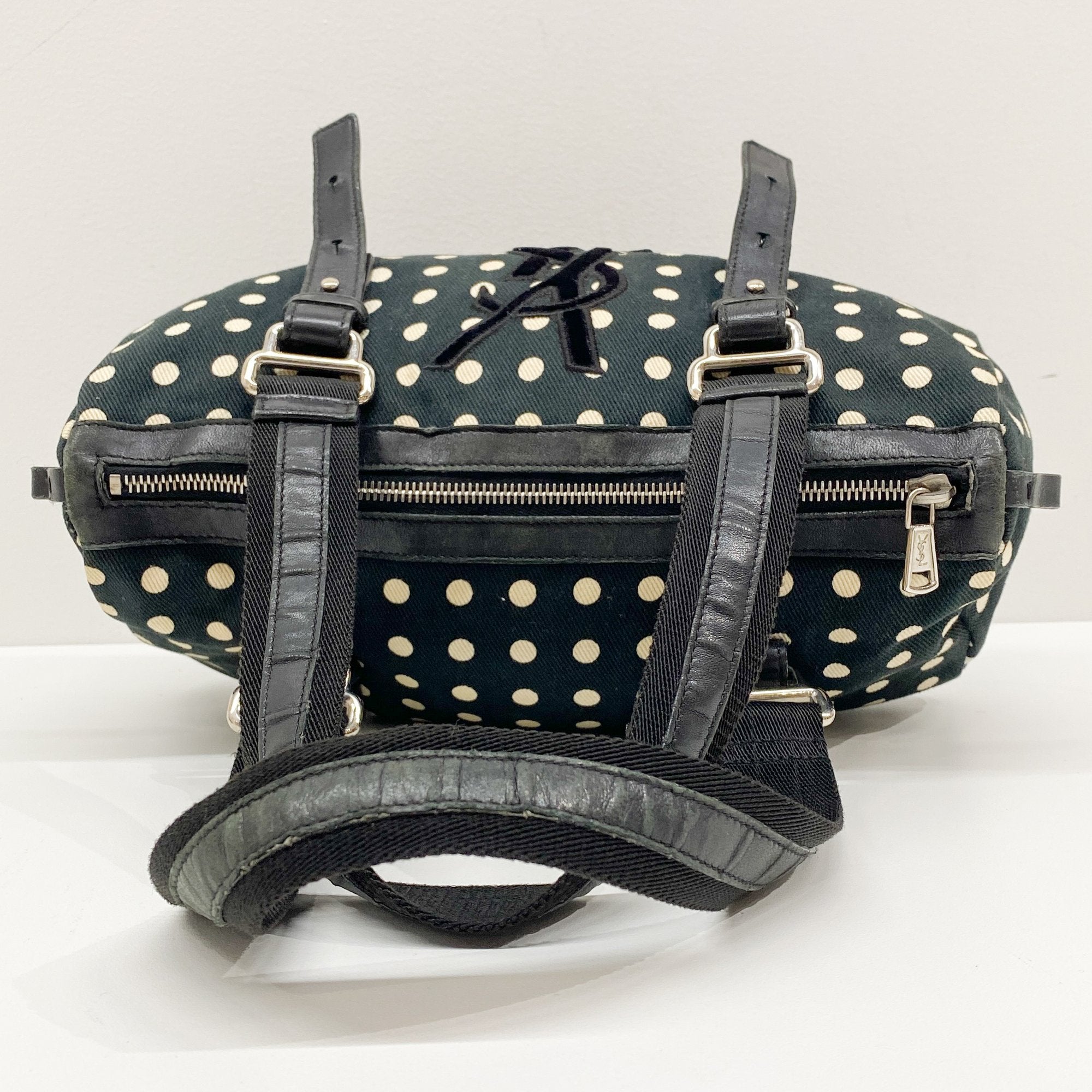 Mini Kahala Dotted Canvas Black Cotton Shoulder Bag