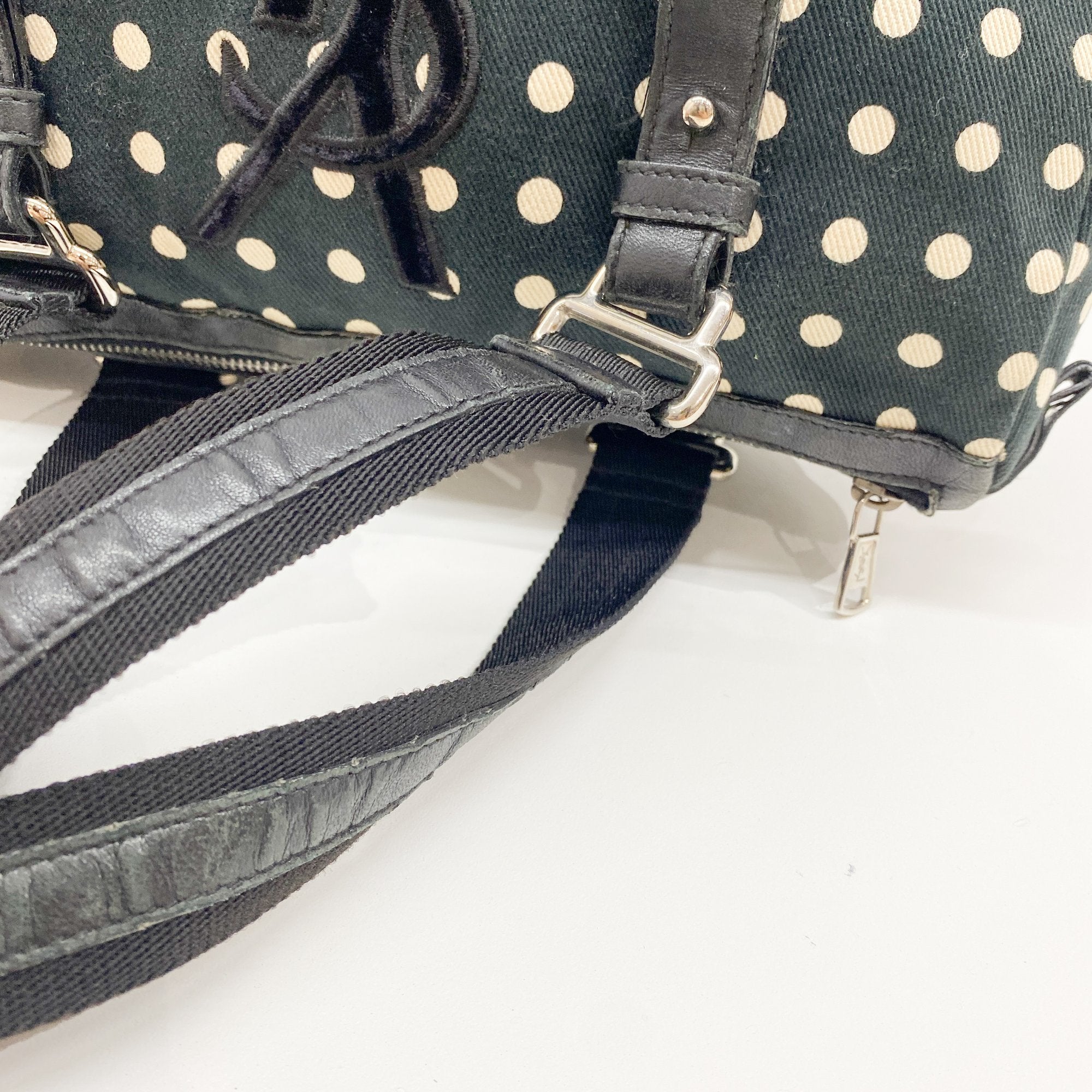 Mini Kahala Dotted Canvas Black Cotton Shoulder Bag