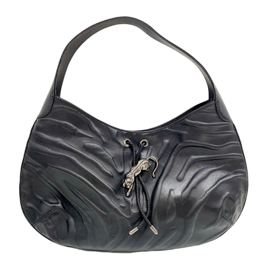 Panthere Black Leather Hobo Bag