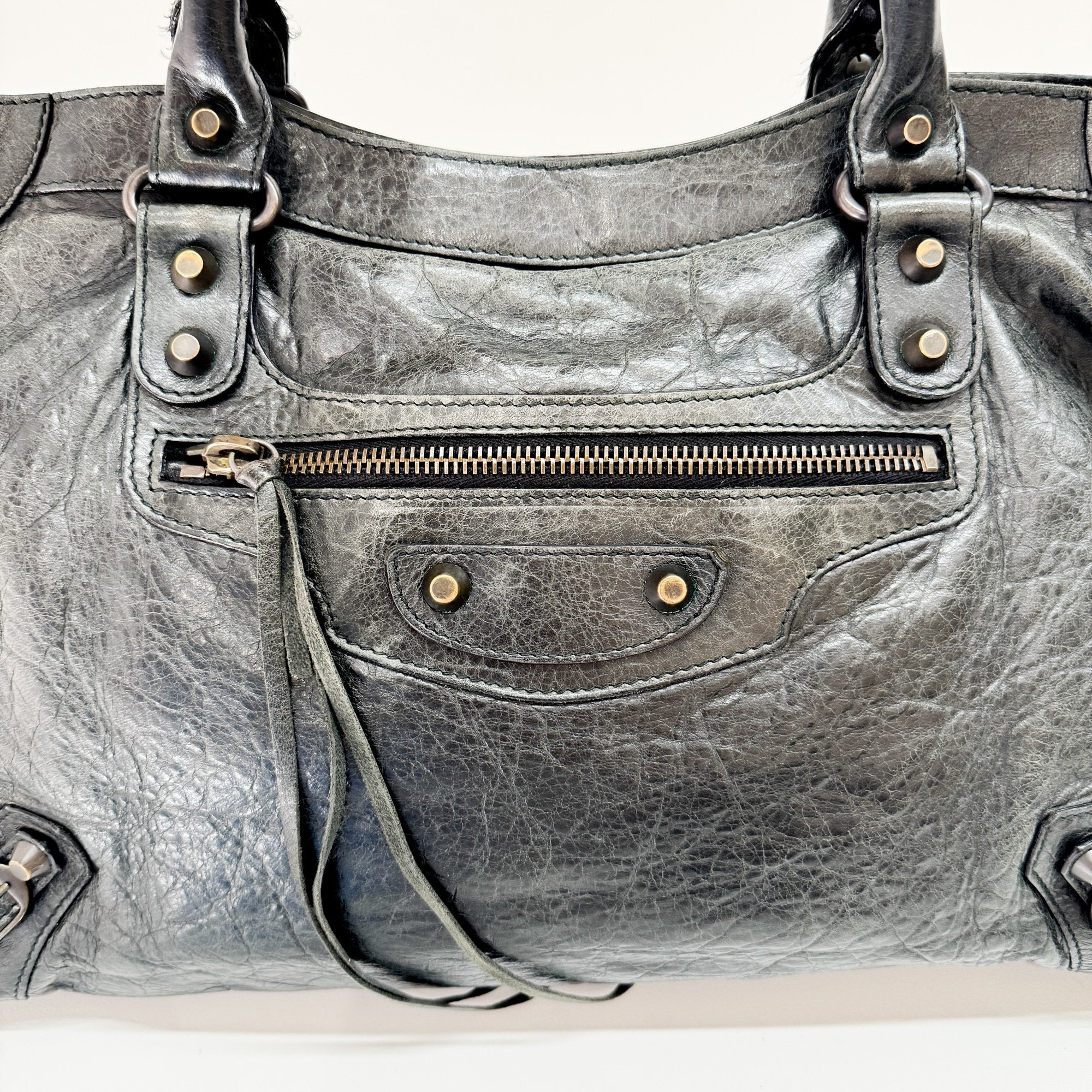 The City Deep Green Calfskin Leather Two Way Bag