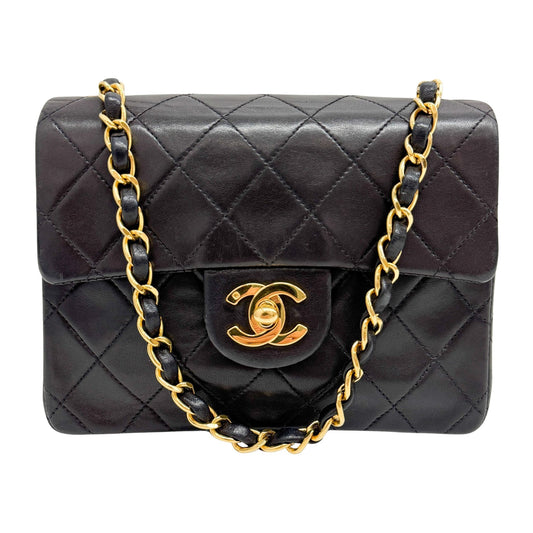 Matelassé Black Leather Small Shoulder Bag