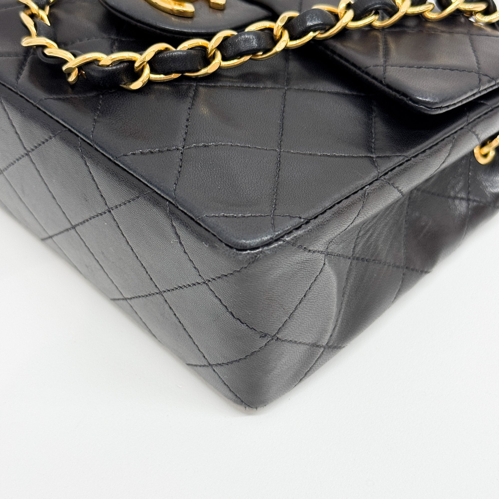 Matelassé Black Leather Small Shoulder Bag