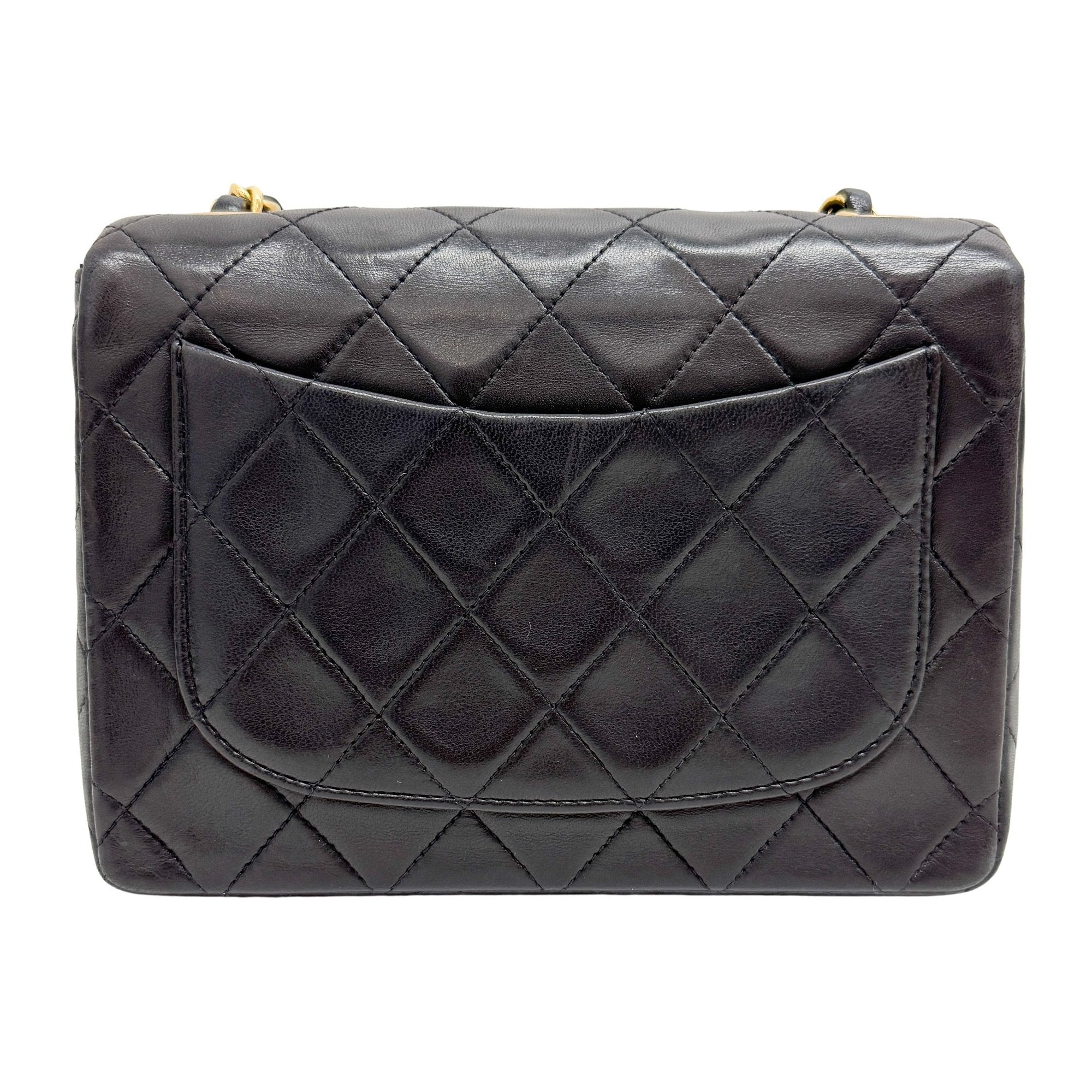 Matelassé Black Leather Small Shoulder Bag