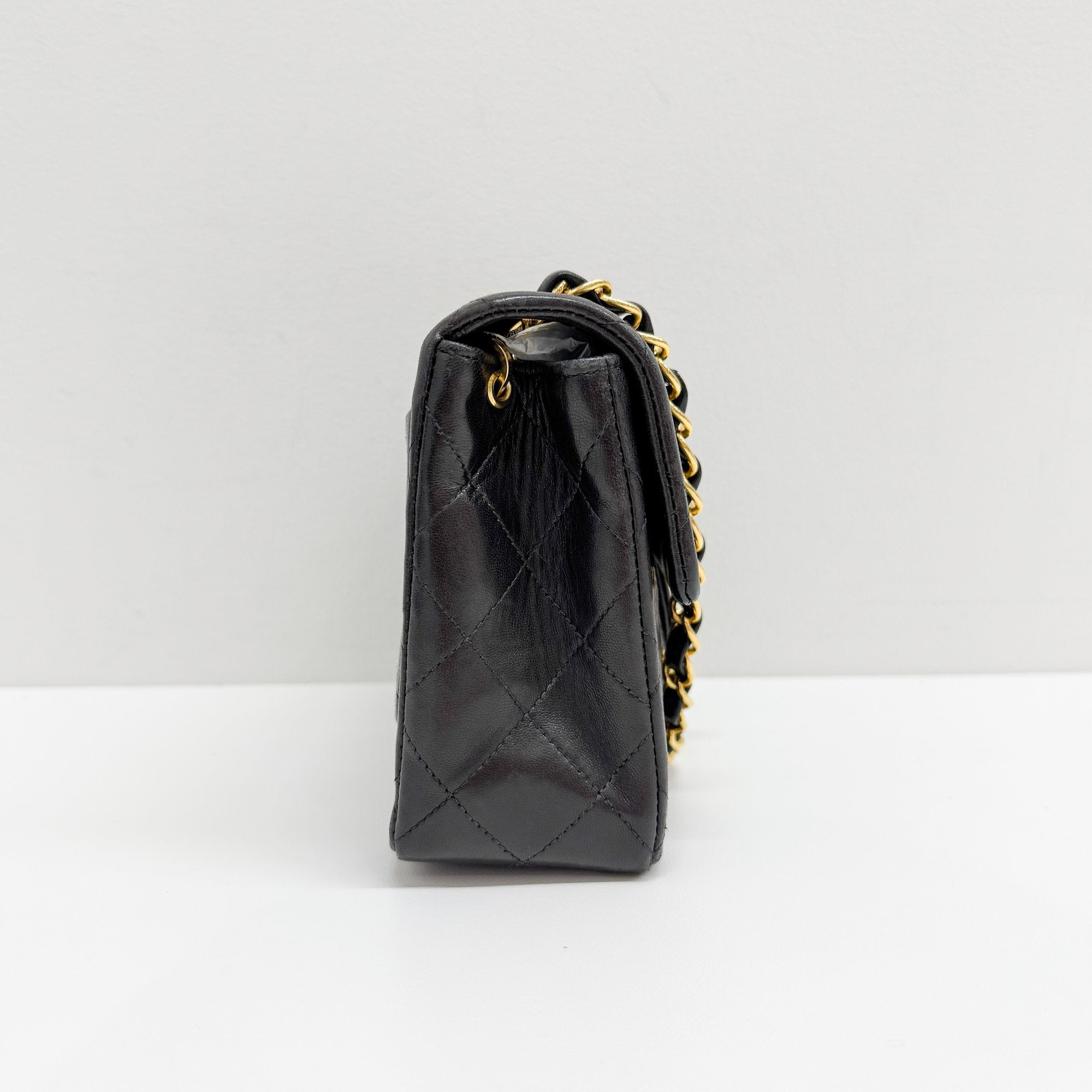 Matelassé Black Leather Small Shoulder Bag