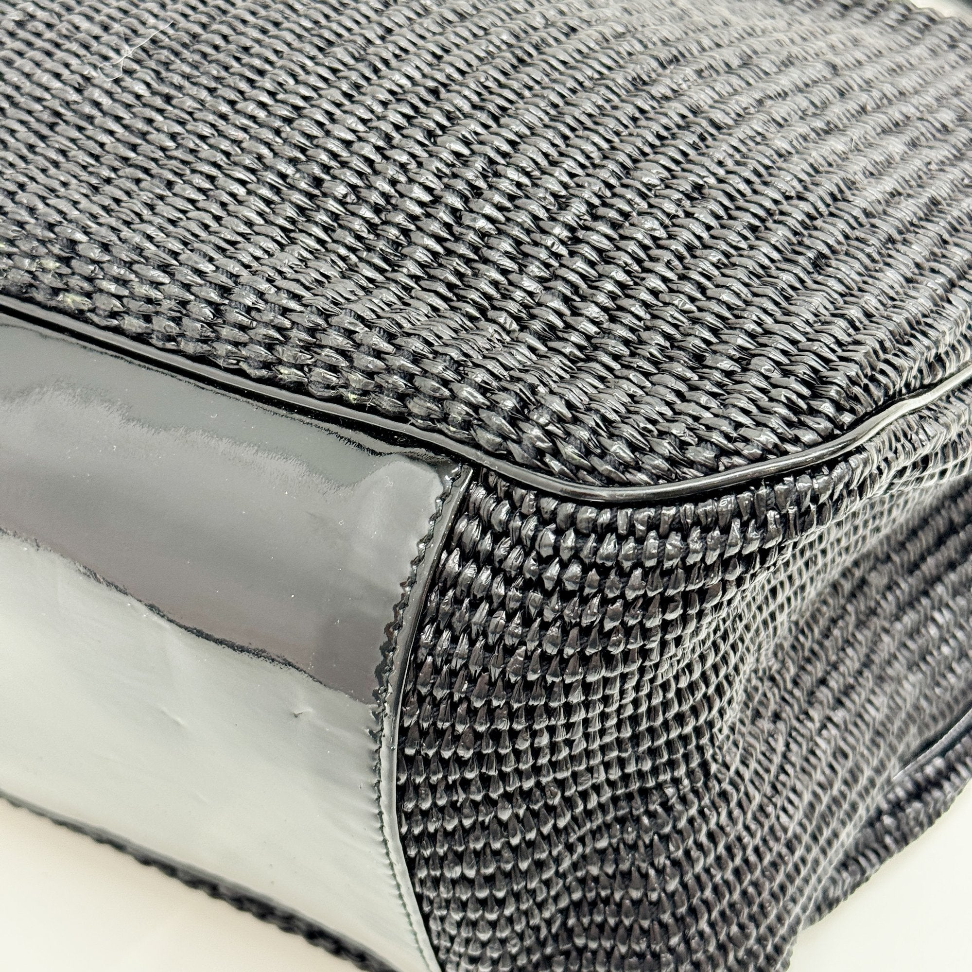 Roady Black Raffia Hobo Bag