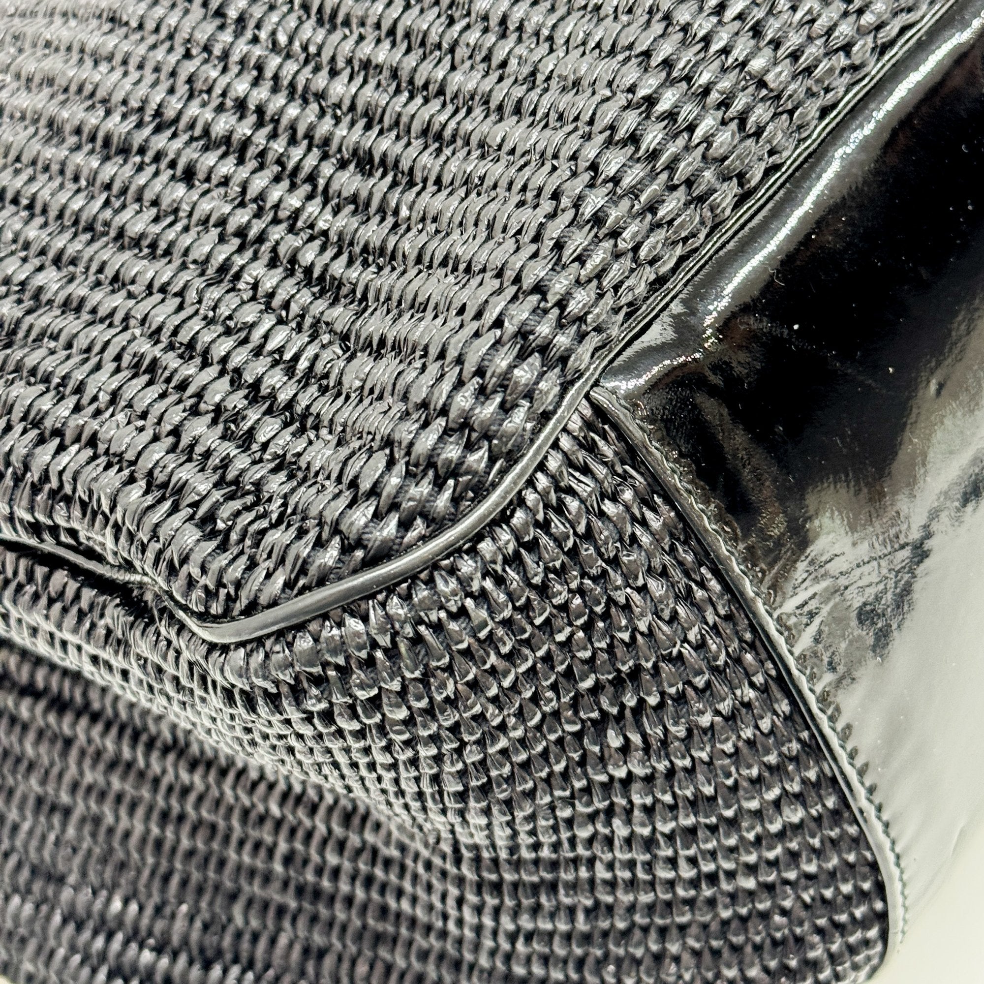 Roady Black Raffia Hobo Bag