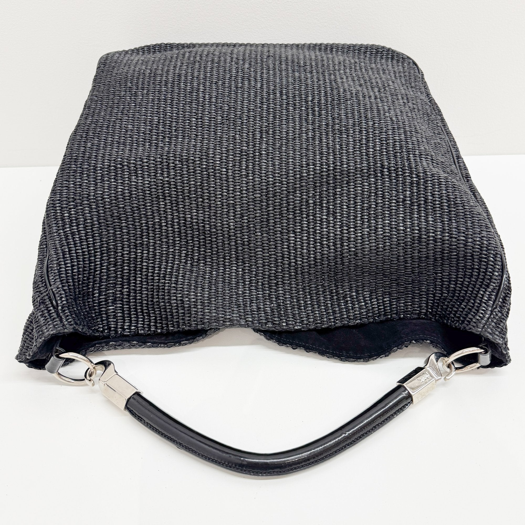 Roady Black Raffia Hobo Bag