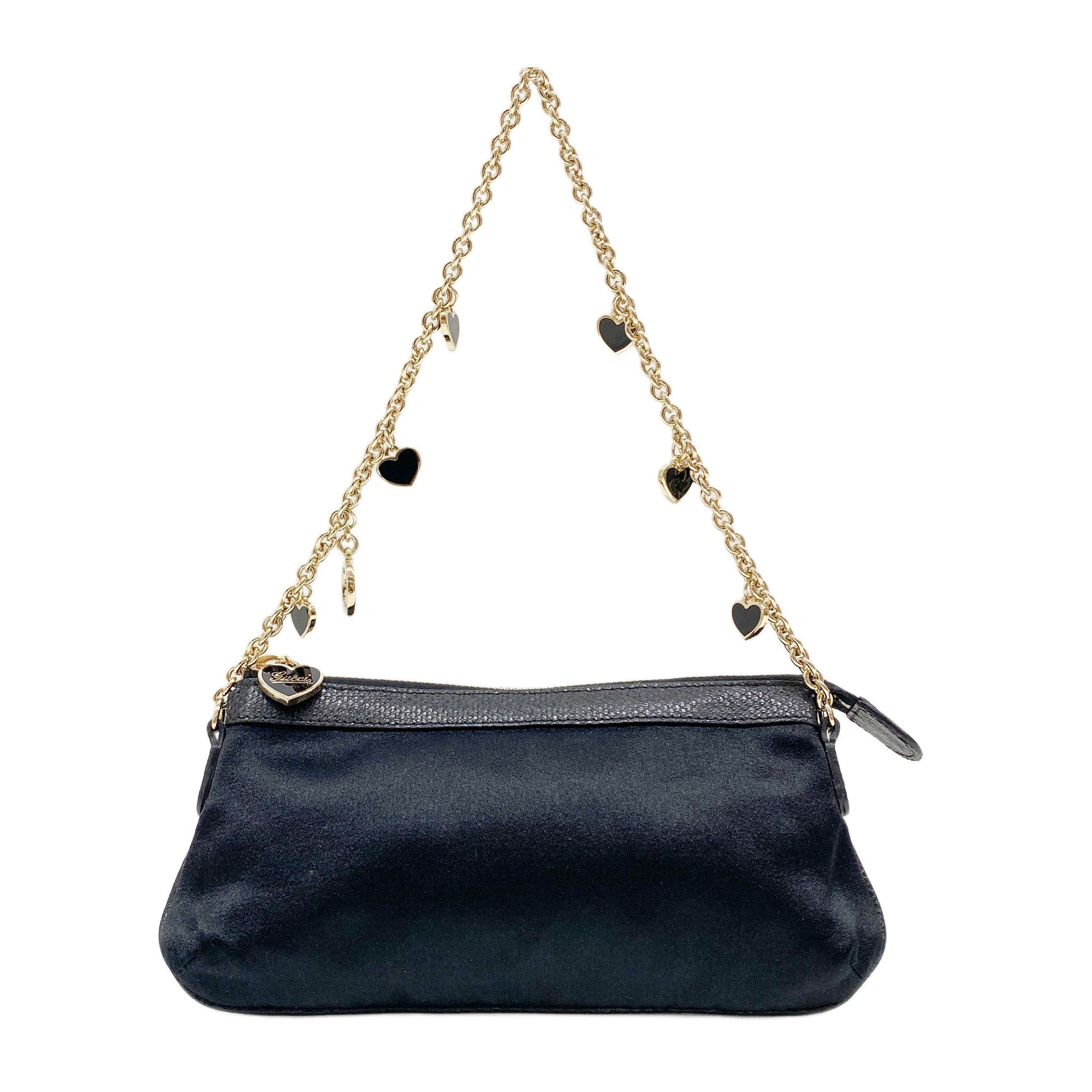 Black Sating Pochette Bag