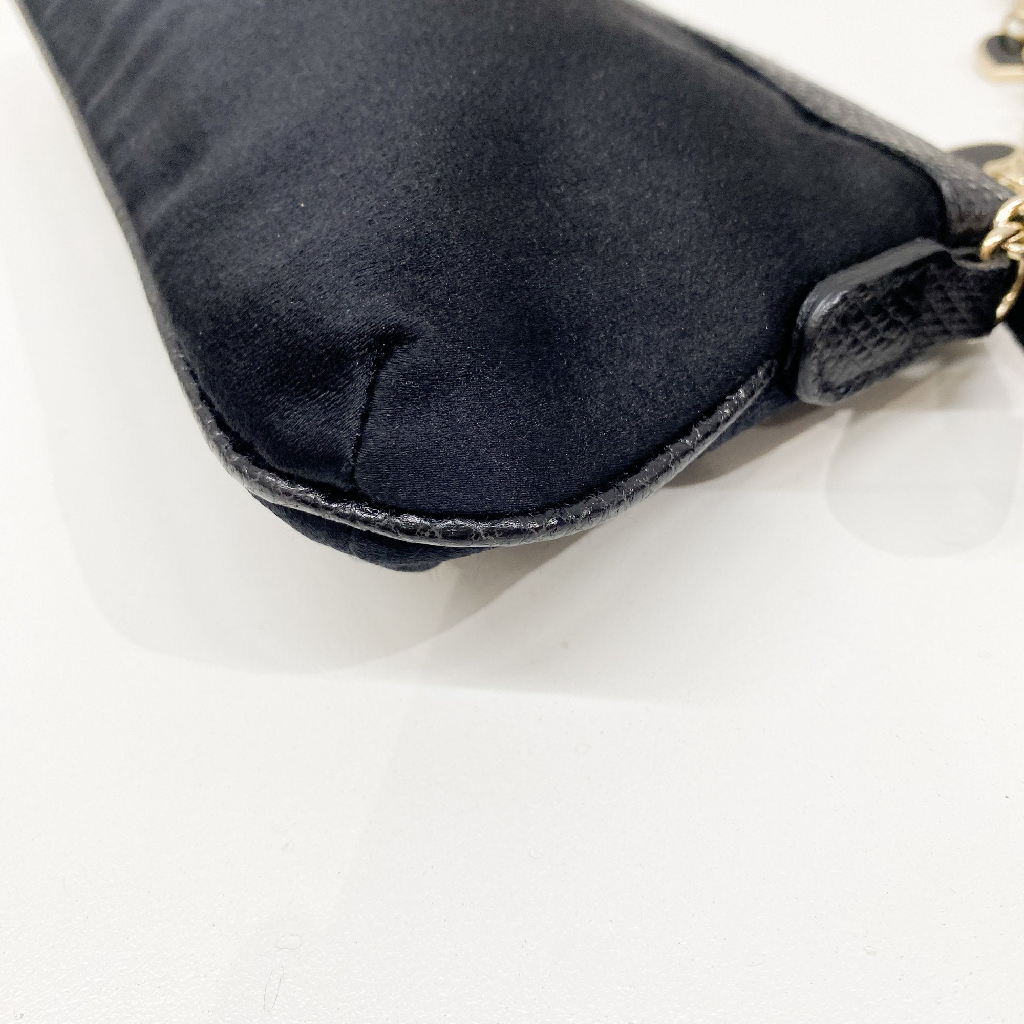 Black Sating Pochette Bag