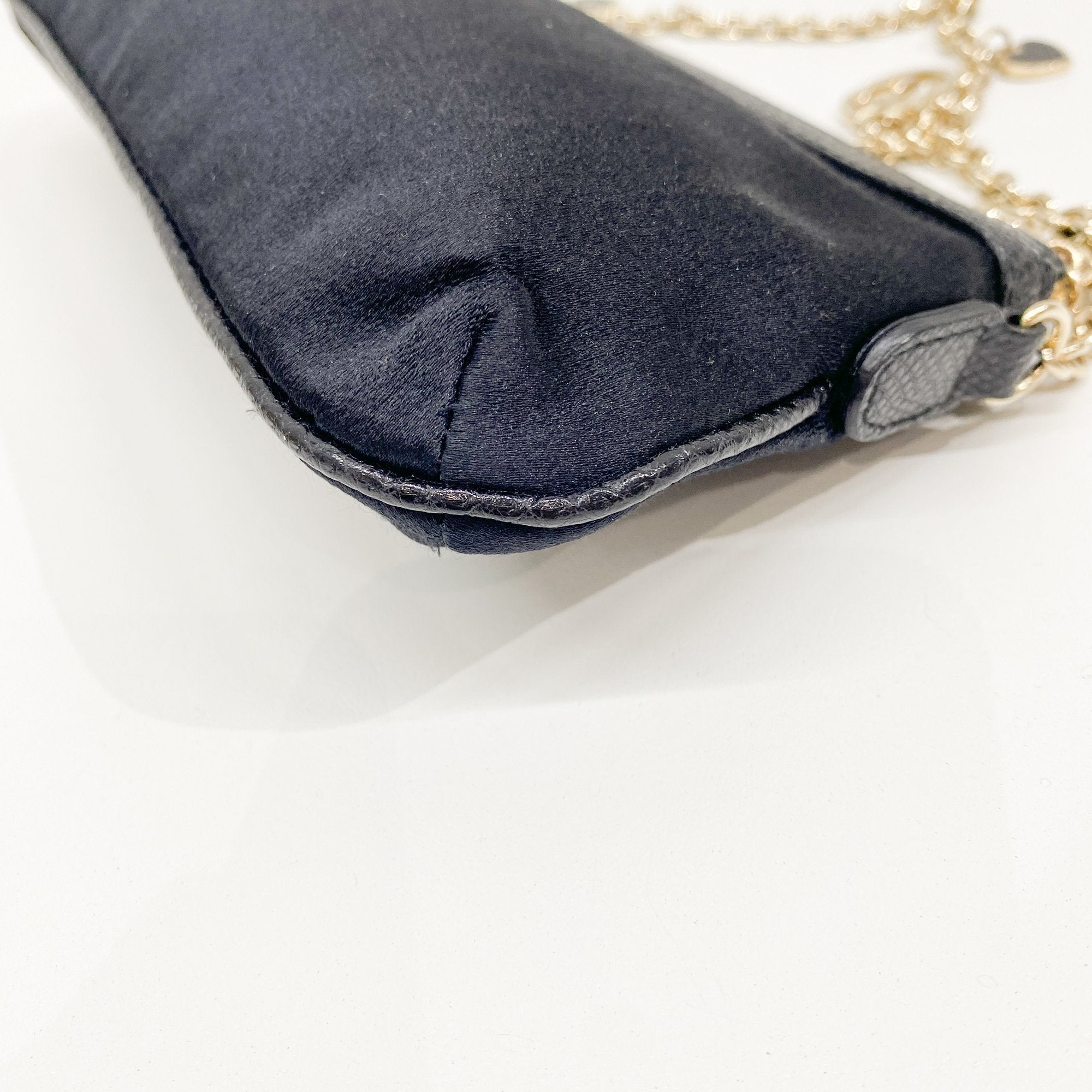 Black Sating Pochette Bag