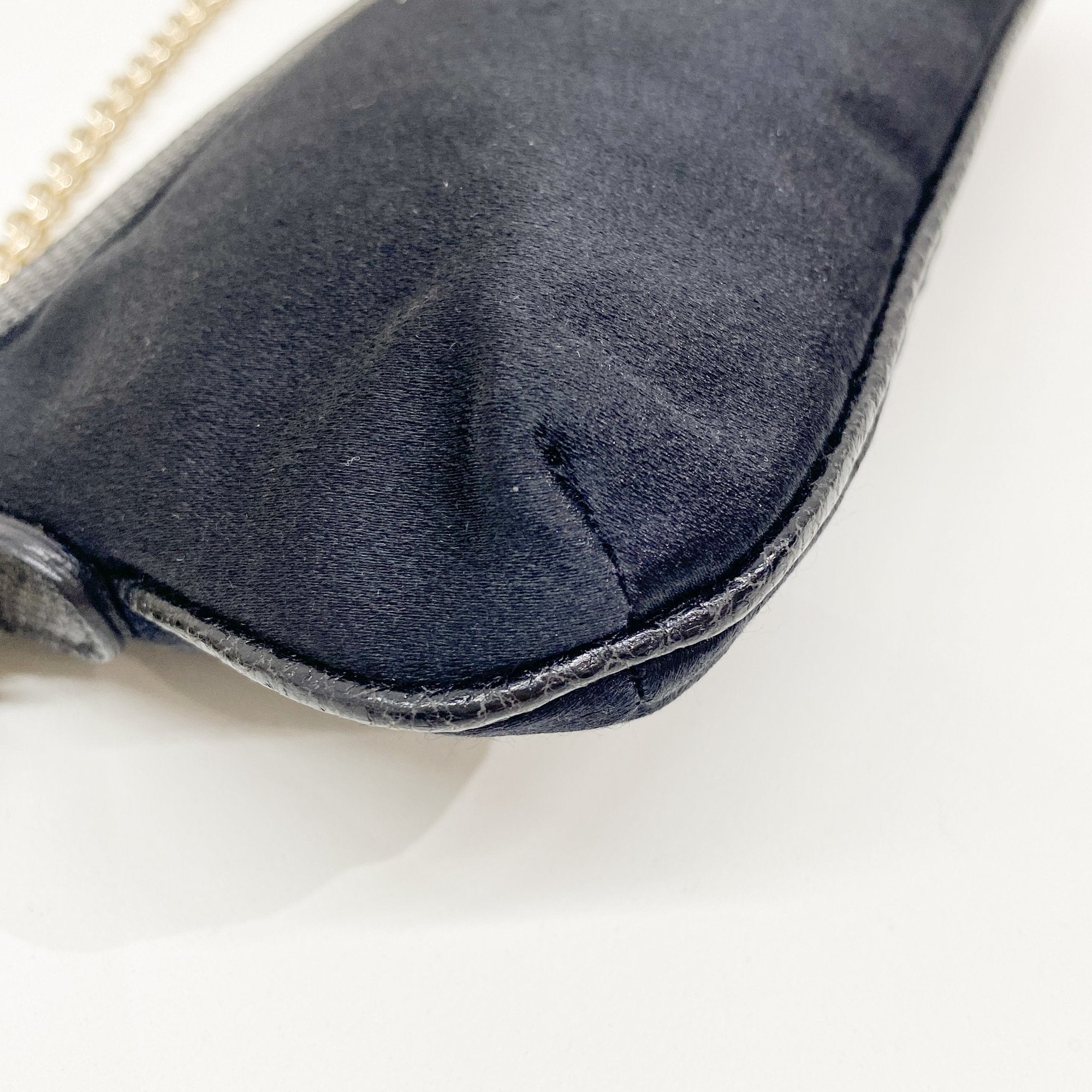 Black Sating Pochette Bag