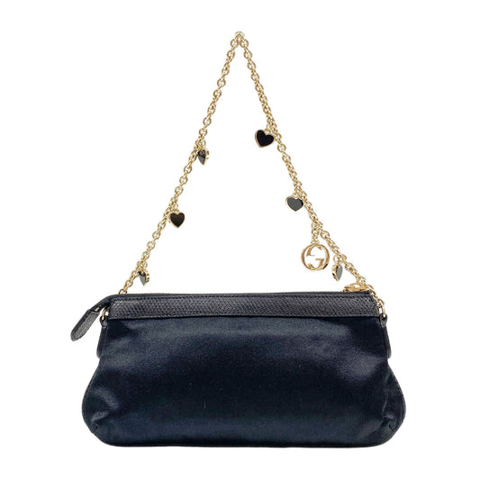 Black Sating Pochette Bag