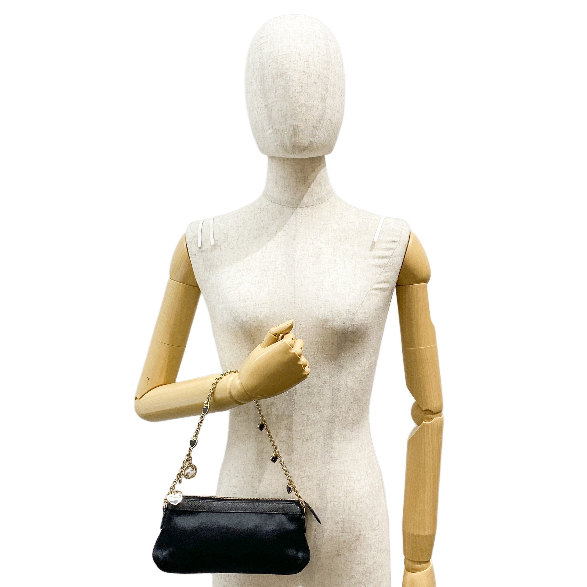 Black Sating Pochette Bag