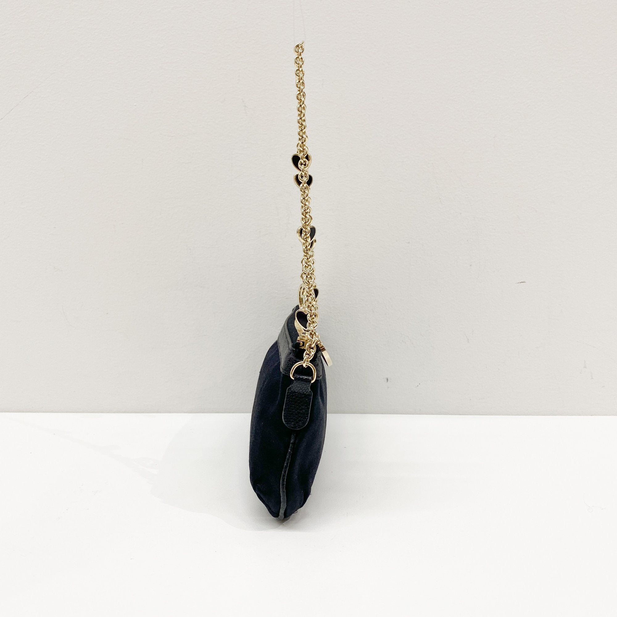 Black Sating Pochette Bag