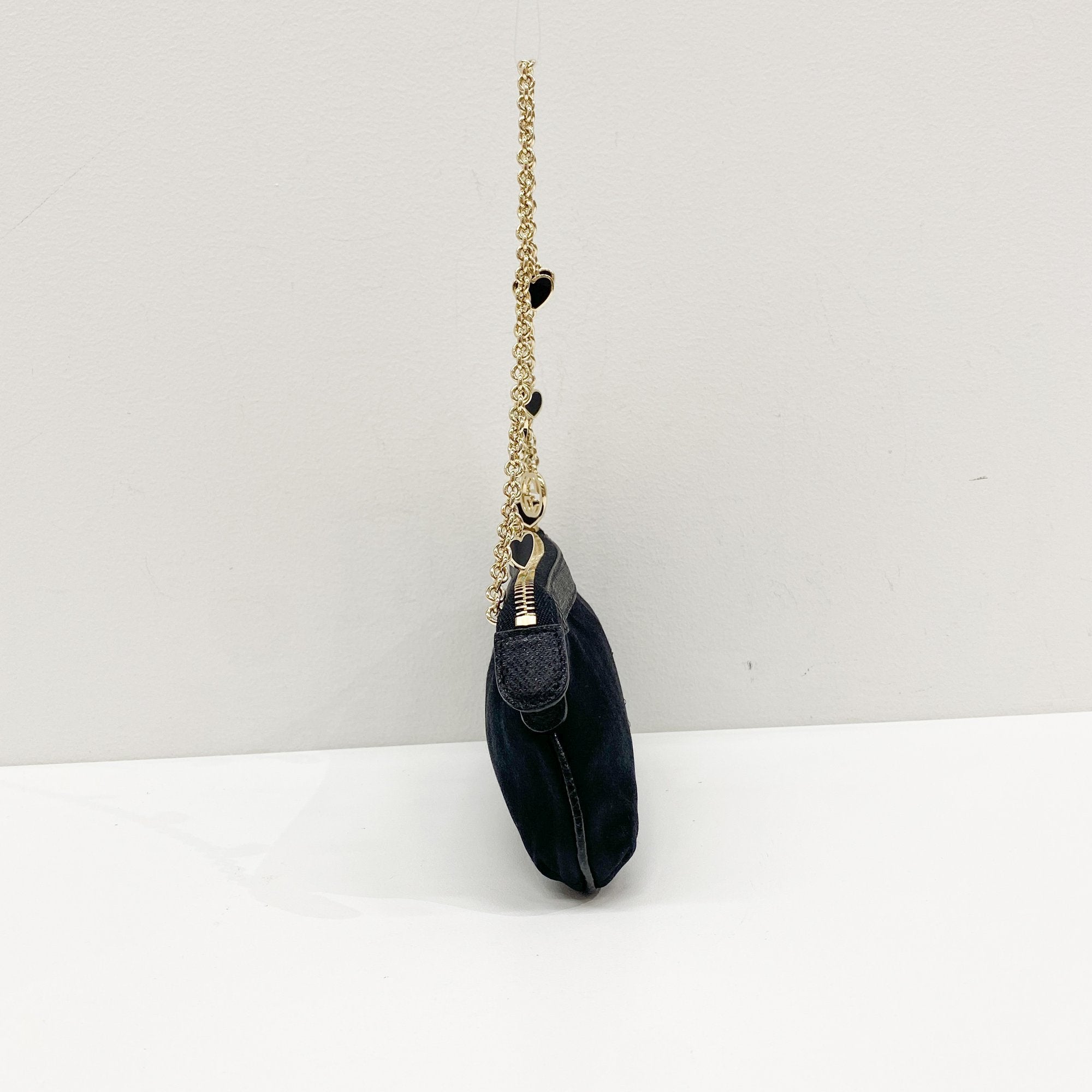 Black Sating Pochette Bag