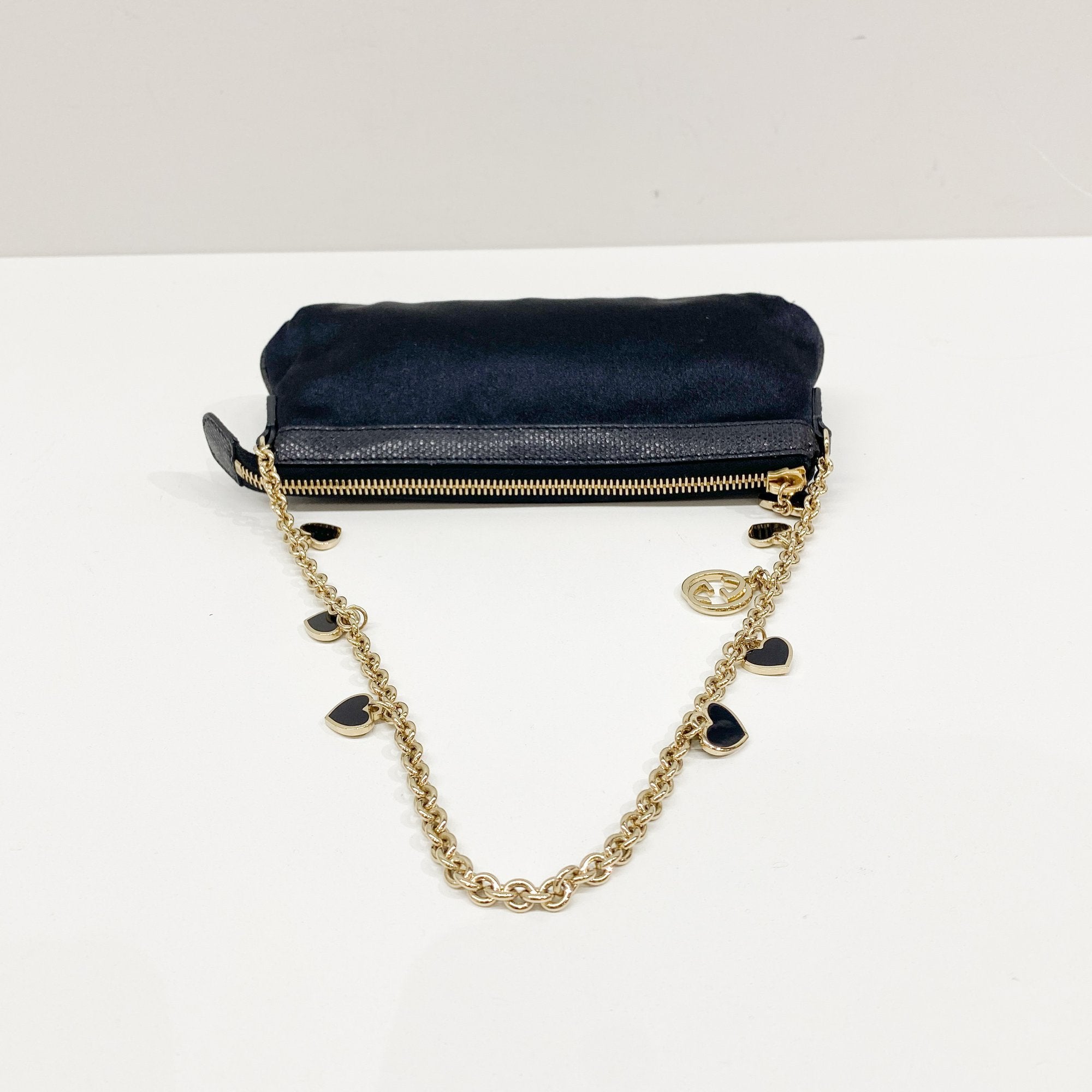 Black Sating Pochette Bag