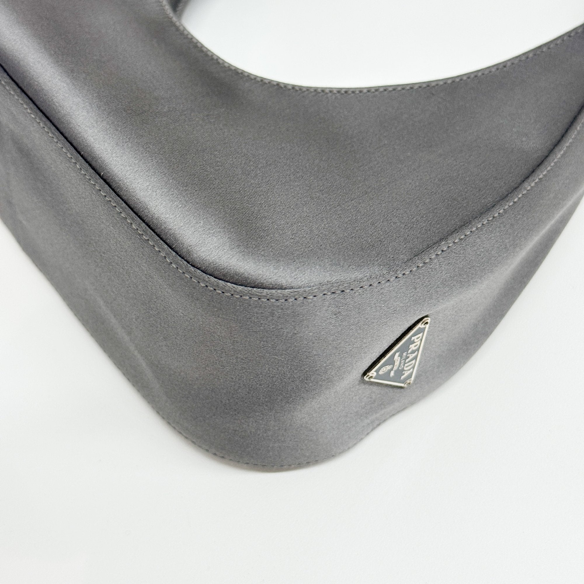 Silver Satin Shoulder Bag