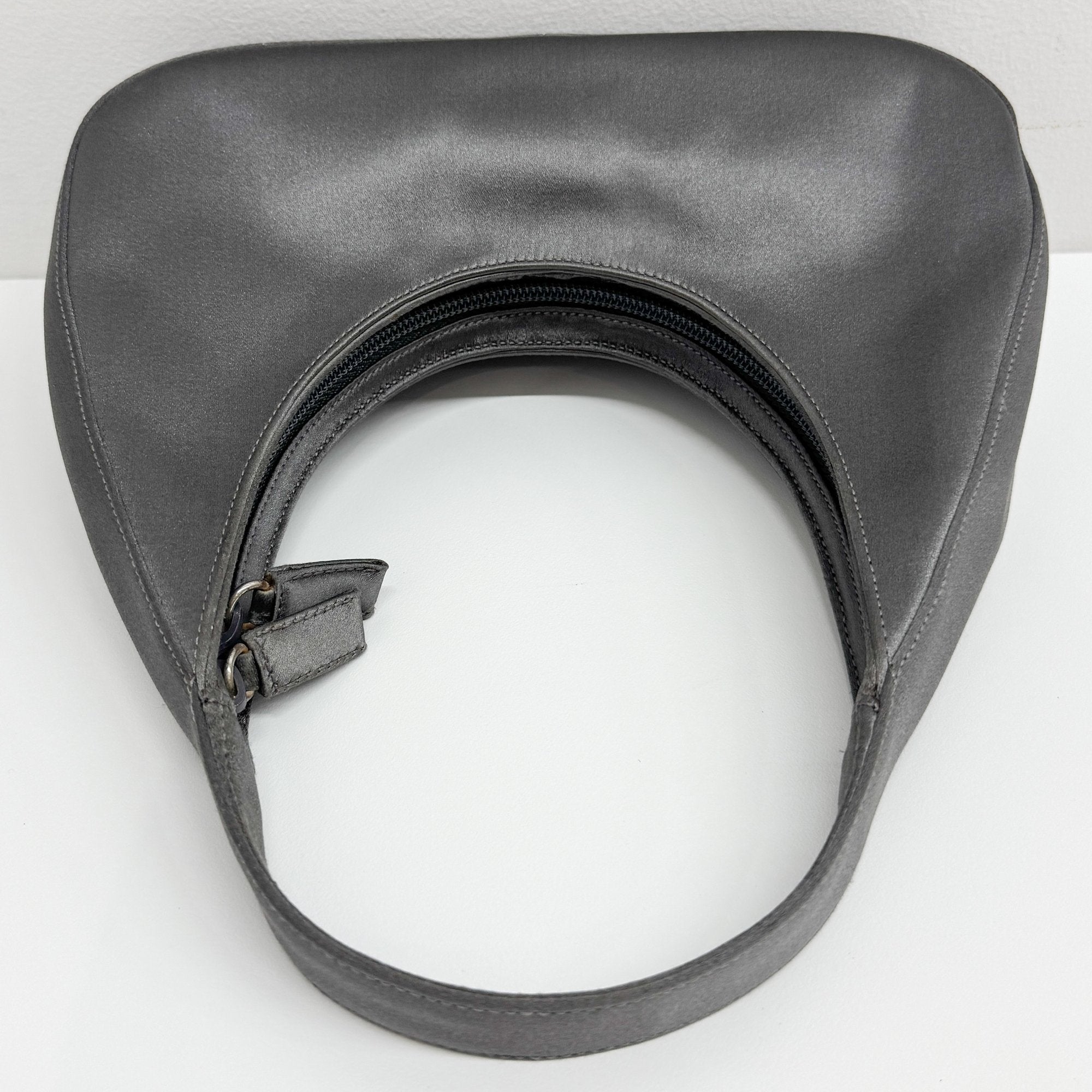 Silver Satin Shoulder Bag