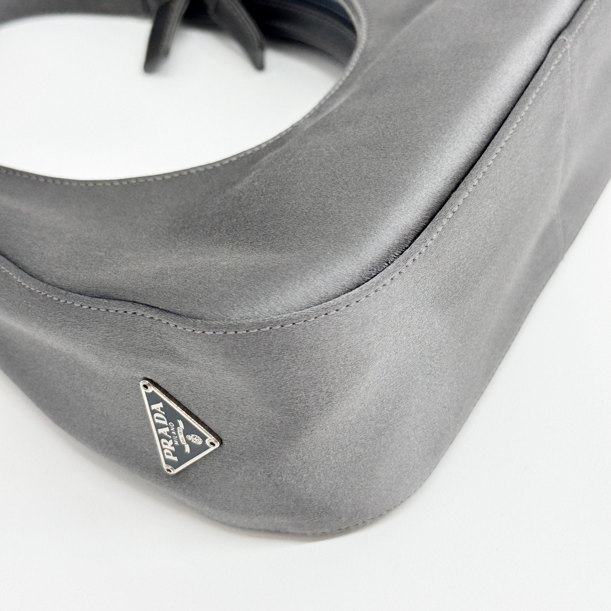 Silver Satin Shoulder Bag