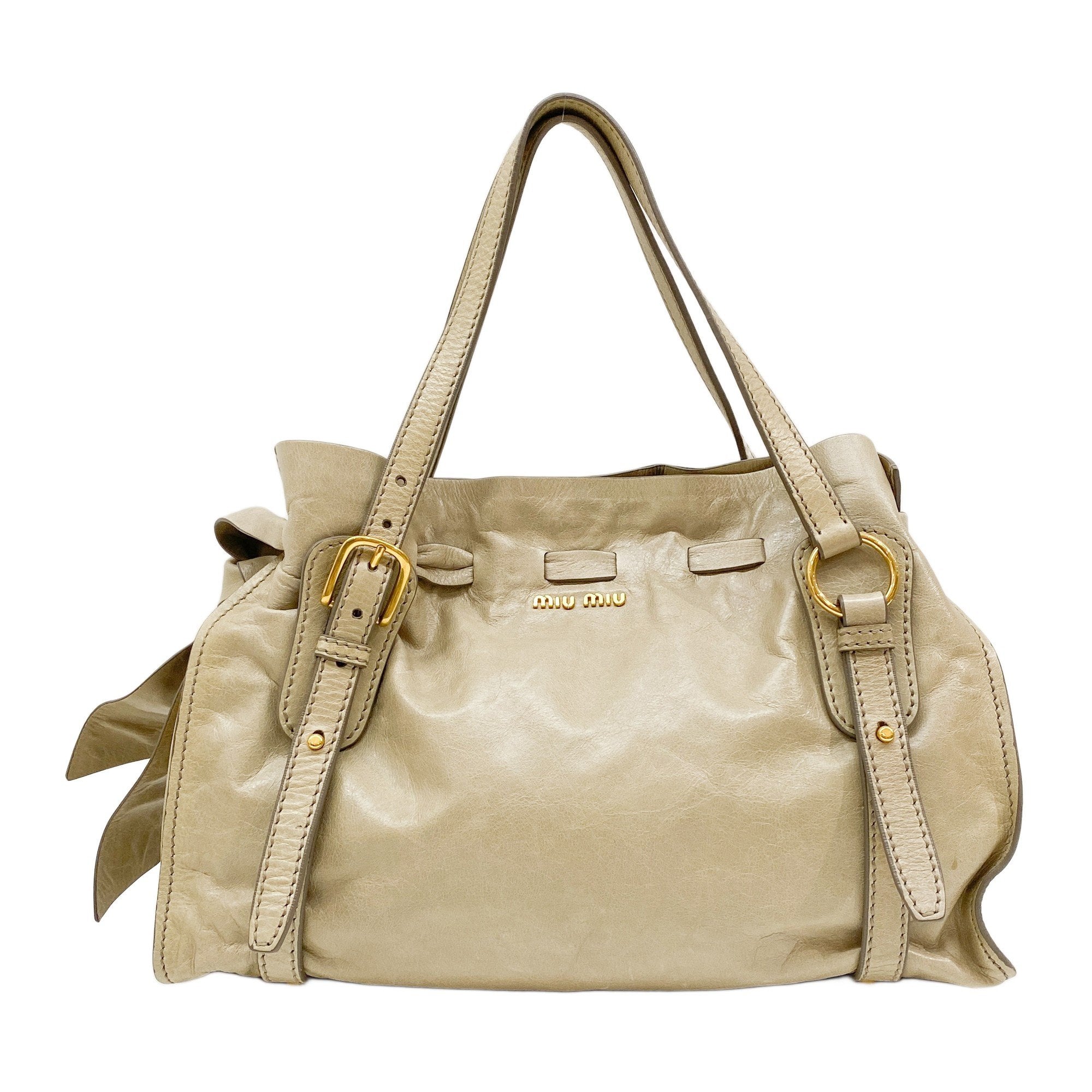 Vitello Lux Bow Bag Green Calfskin Leather Shoulder Bag