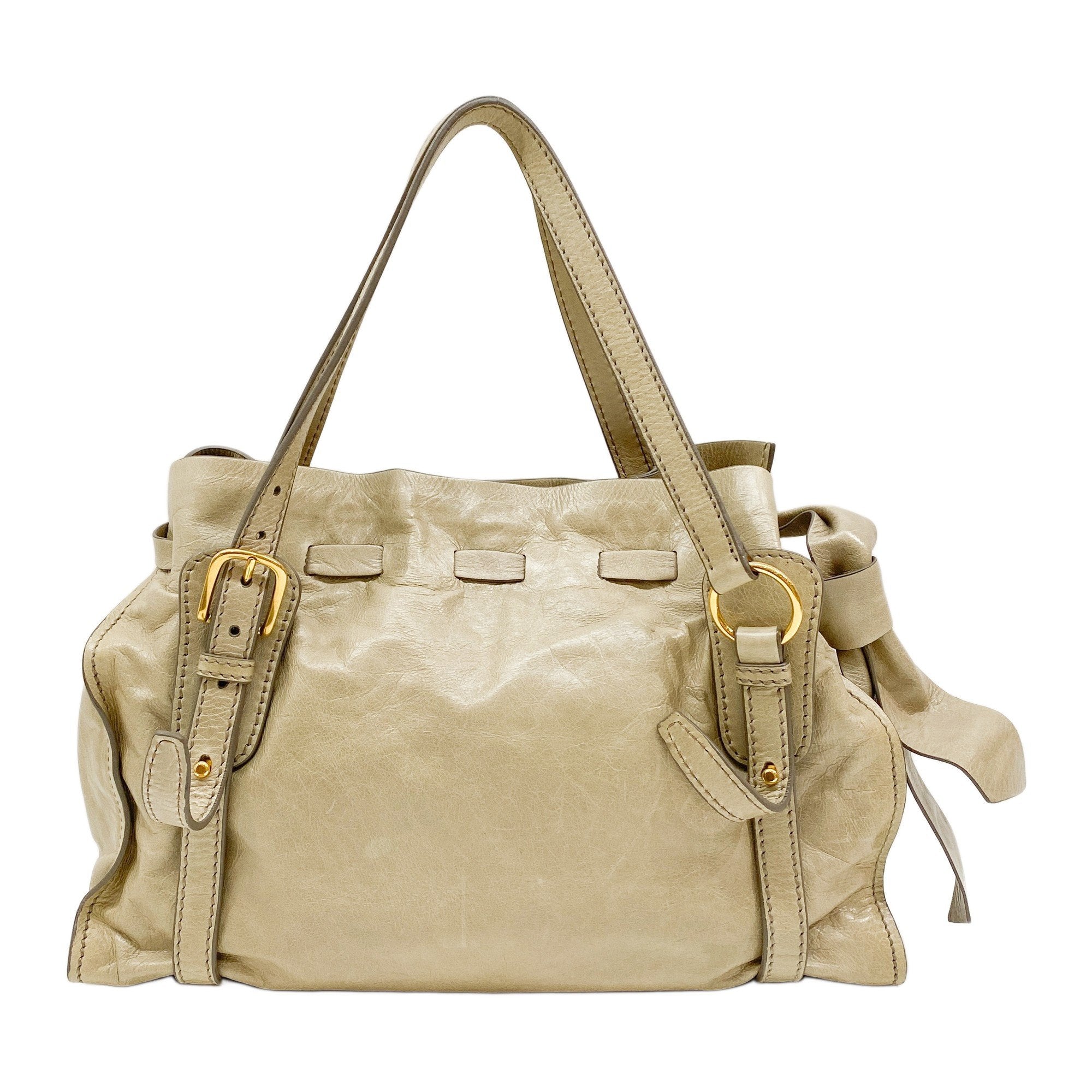 Vitello Lux Bow Bag Green Calfskin Leather Shoulder Bag