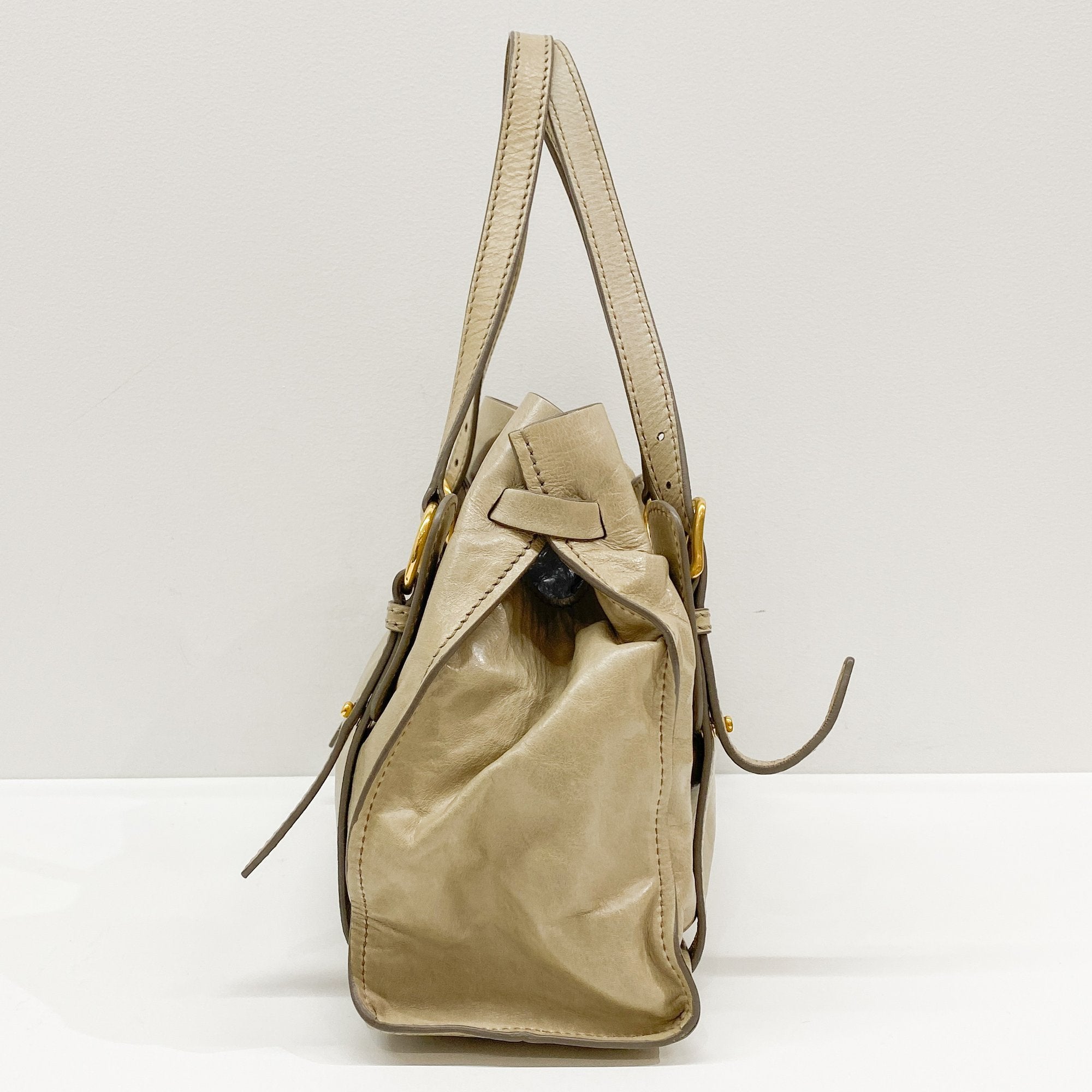 Vitello Lux Bow Bag Green Calfskin Leather Shoulder Bag