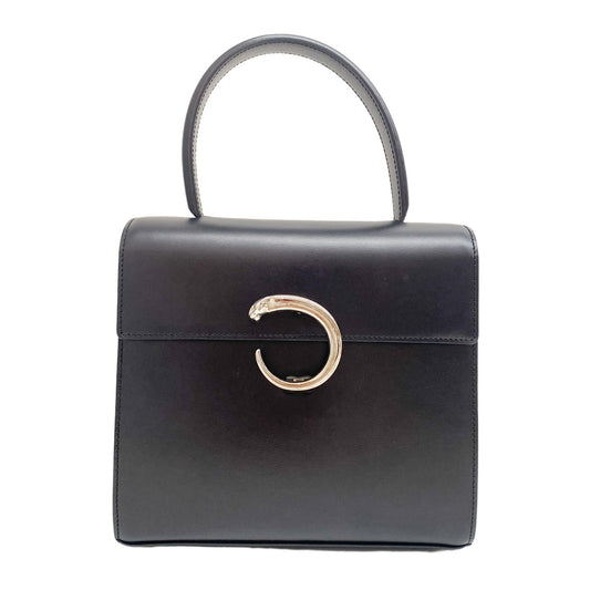 Panthere Black Calfskin Leather Two Way Bag