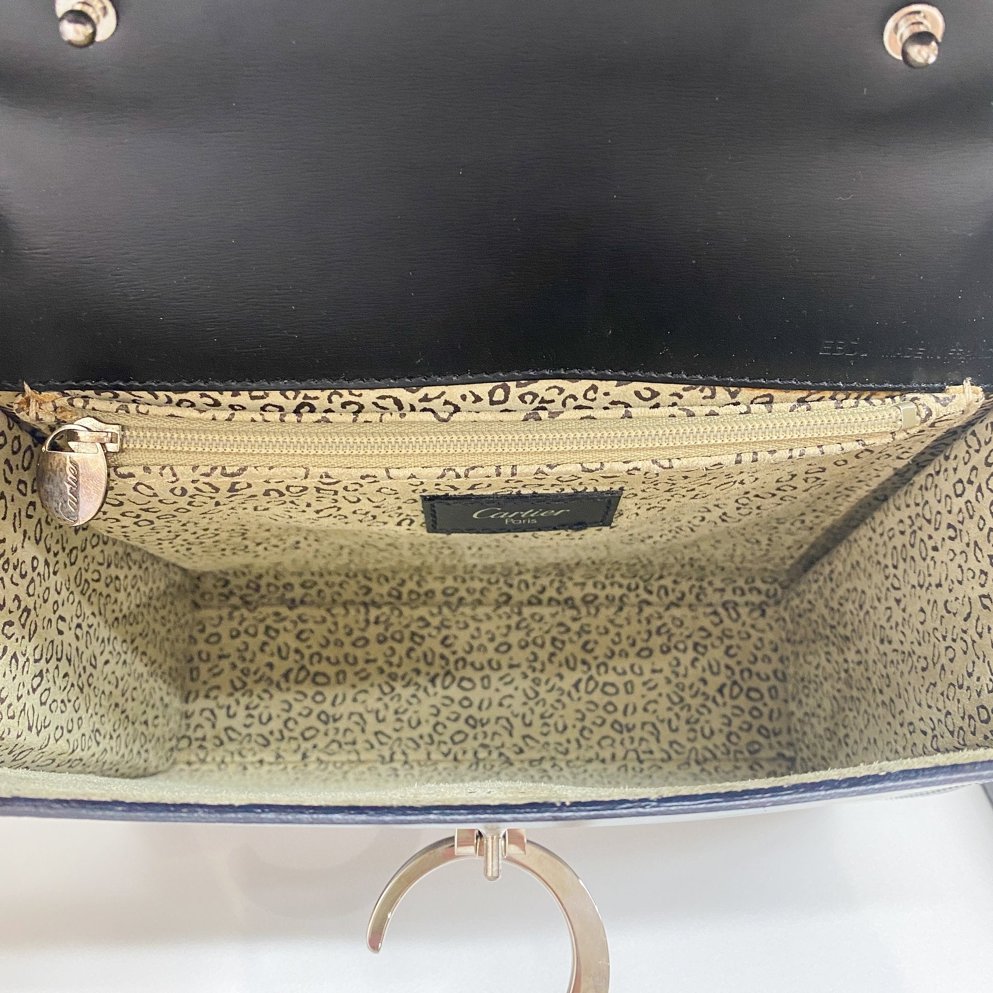 Panthere Black Calfskin Leather Two Way Bag