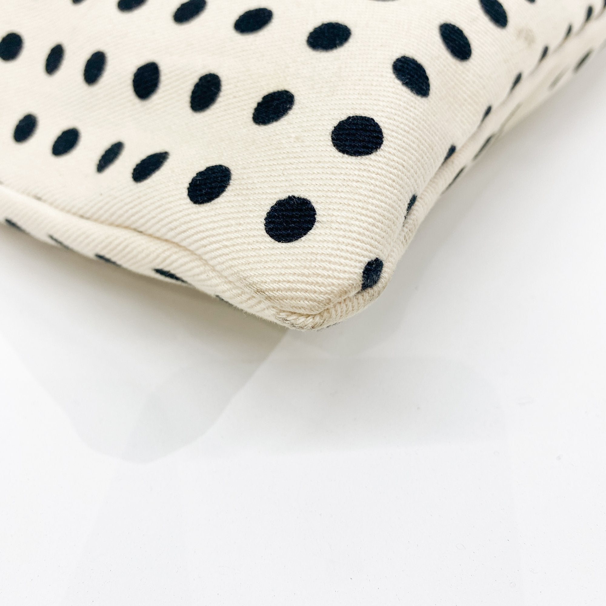 Black Dotted Beige Cotton Tote Bag