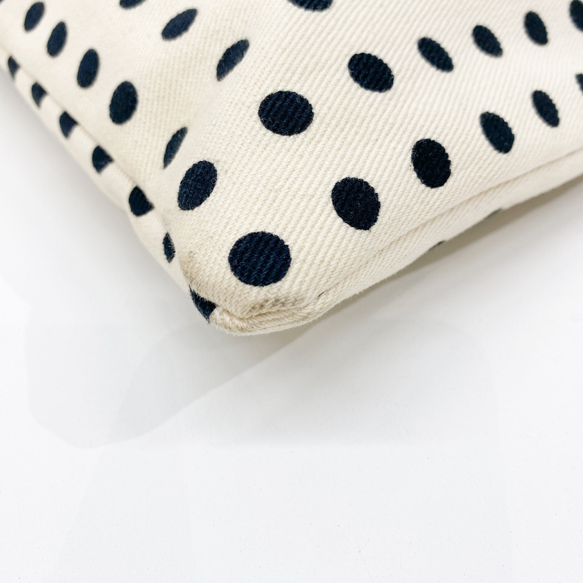 Black Dotted Beige Cotton Tote Bag