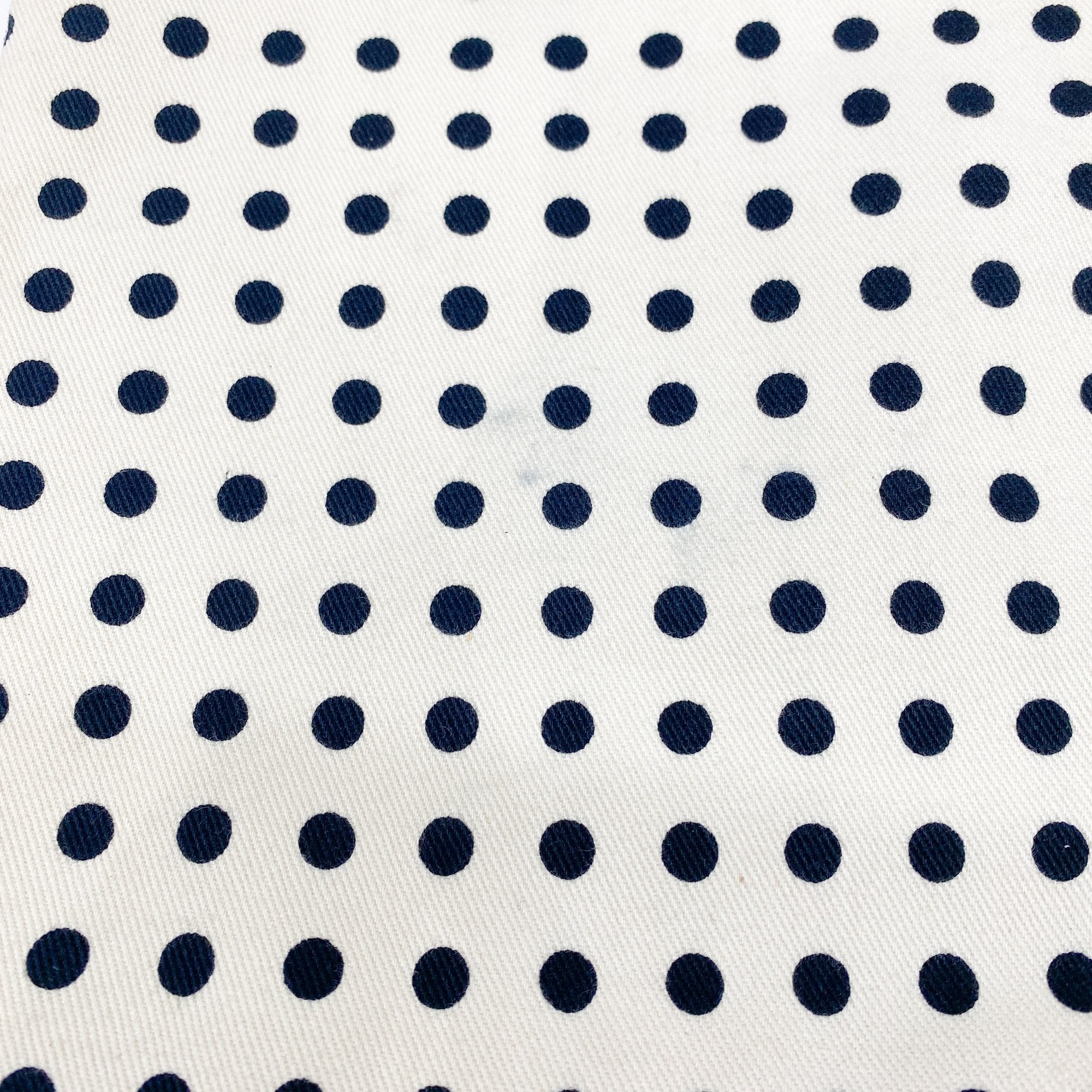 Black Dotted Beige Cotton Tote Bag