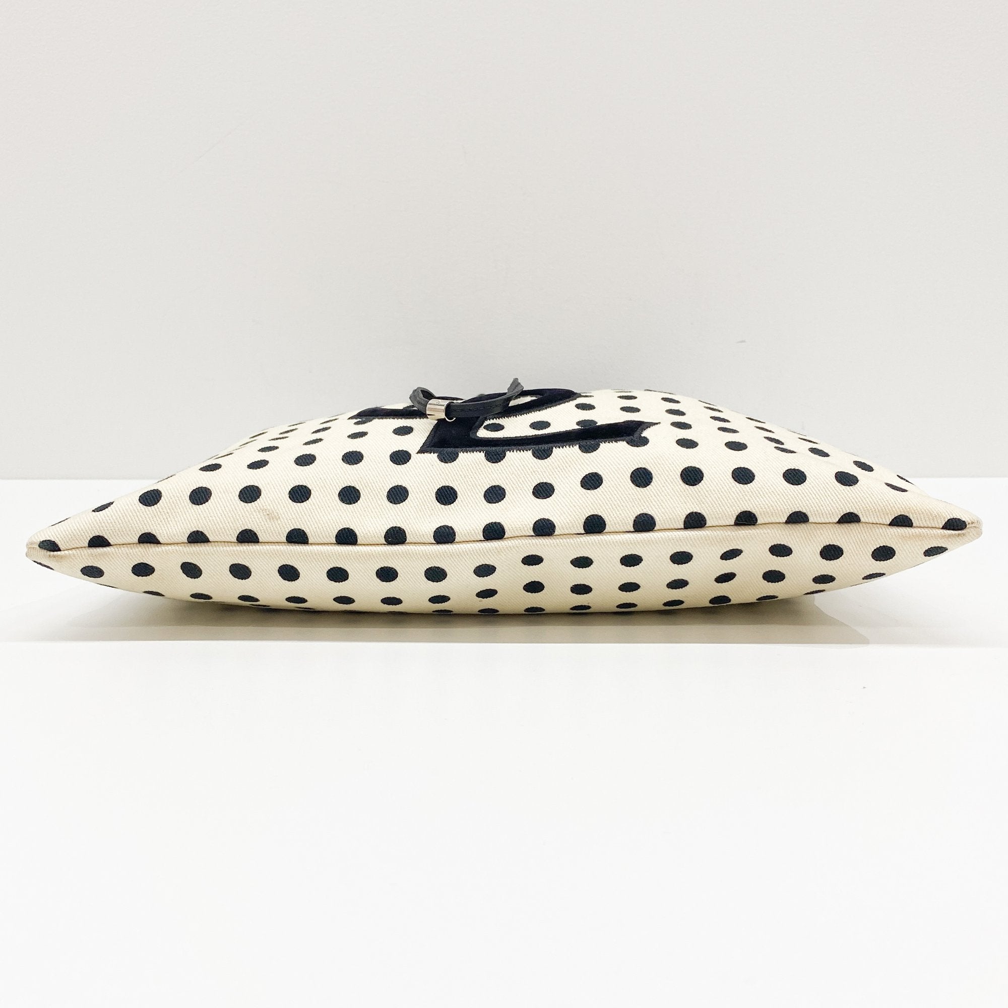 Black Dotted Beige Cotton Tote Bag