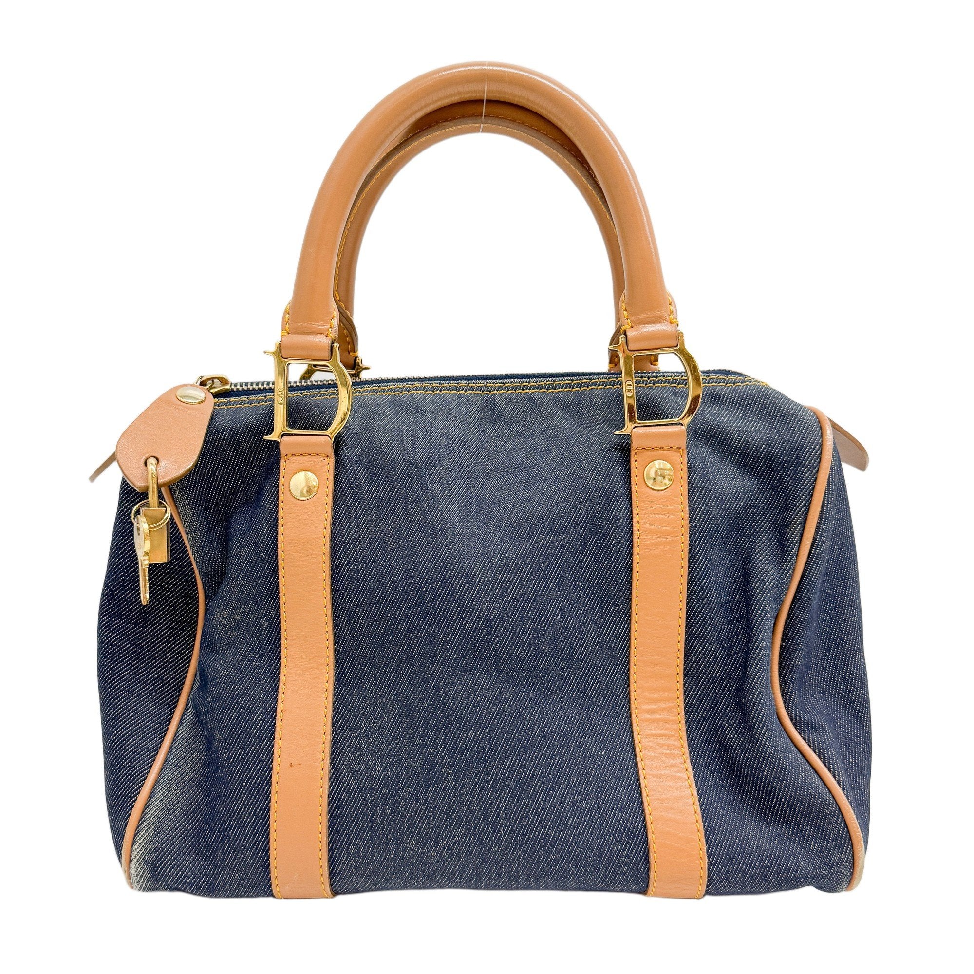 Mini Boston Navy Denim Hand Bag