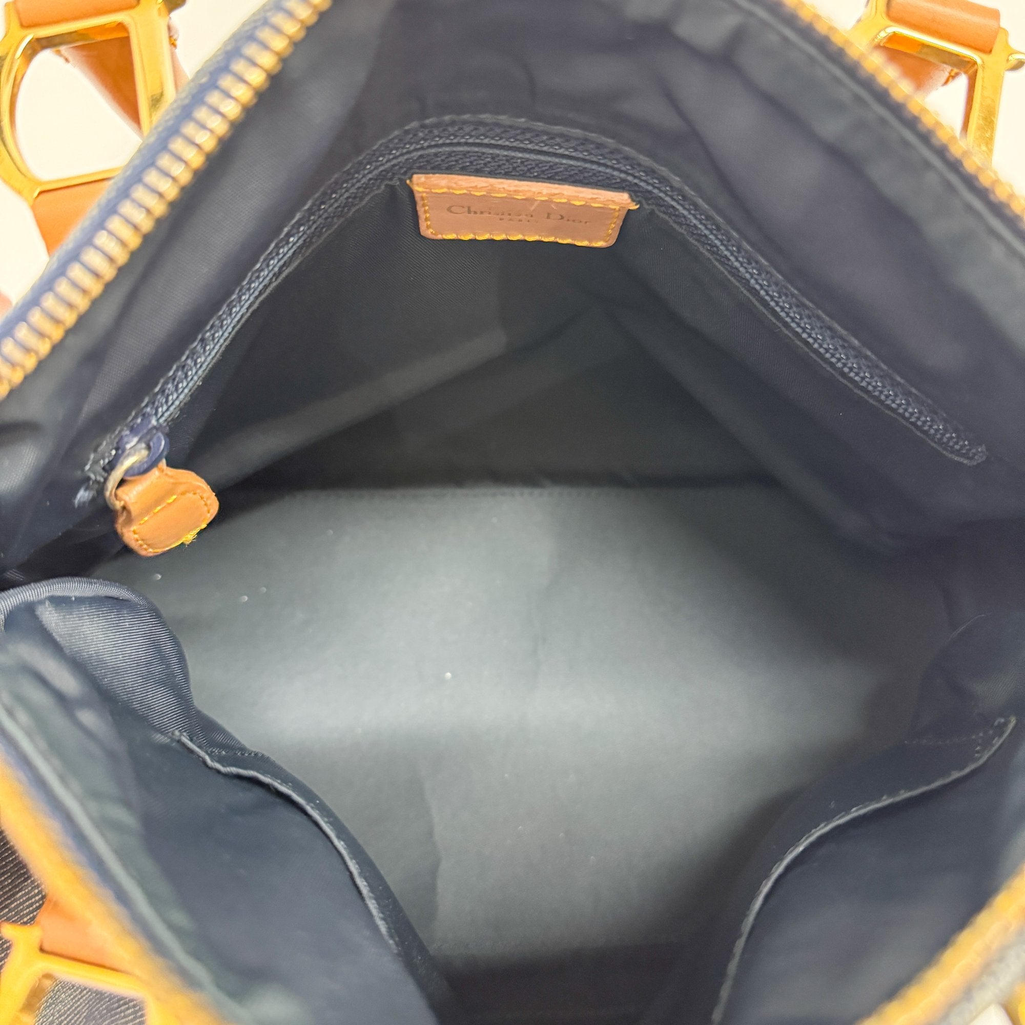 Mini Boston Navy Denim Hand Bag
